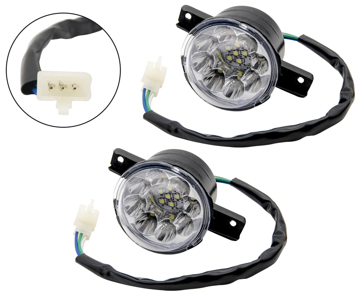 Cmood 12V Led Front Headlight Compatible For Taotao 125Cc 150Cc 250Cc 300Cc Atv Quad Headlights, Left Right Front Head Light For Coolster Peace Jcl Baja Yamoto Kazuma Roketa Chinese 4 Wheeler (2Pcs)