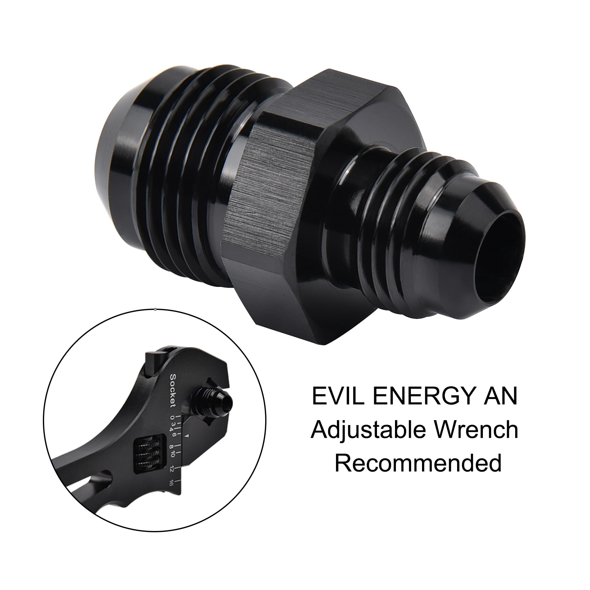 EVIL ENERGY 6AN Male to AN4 Male Flare Reducer Coupler Union Straight Adapter Fitting Black