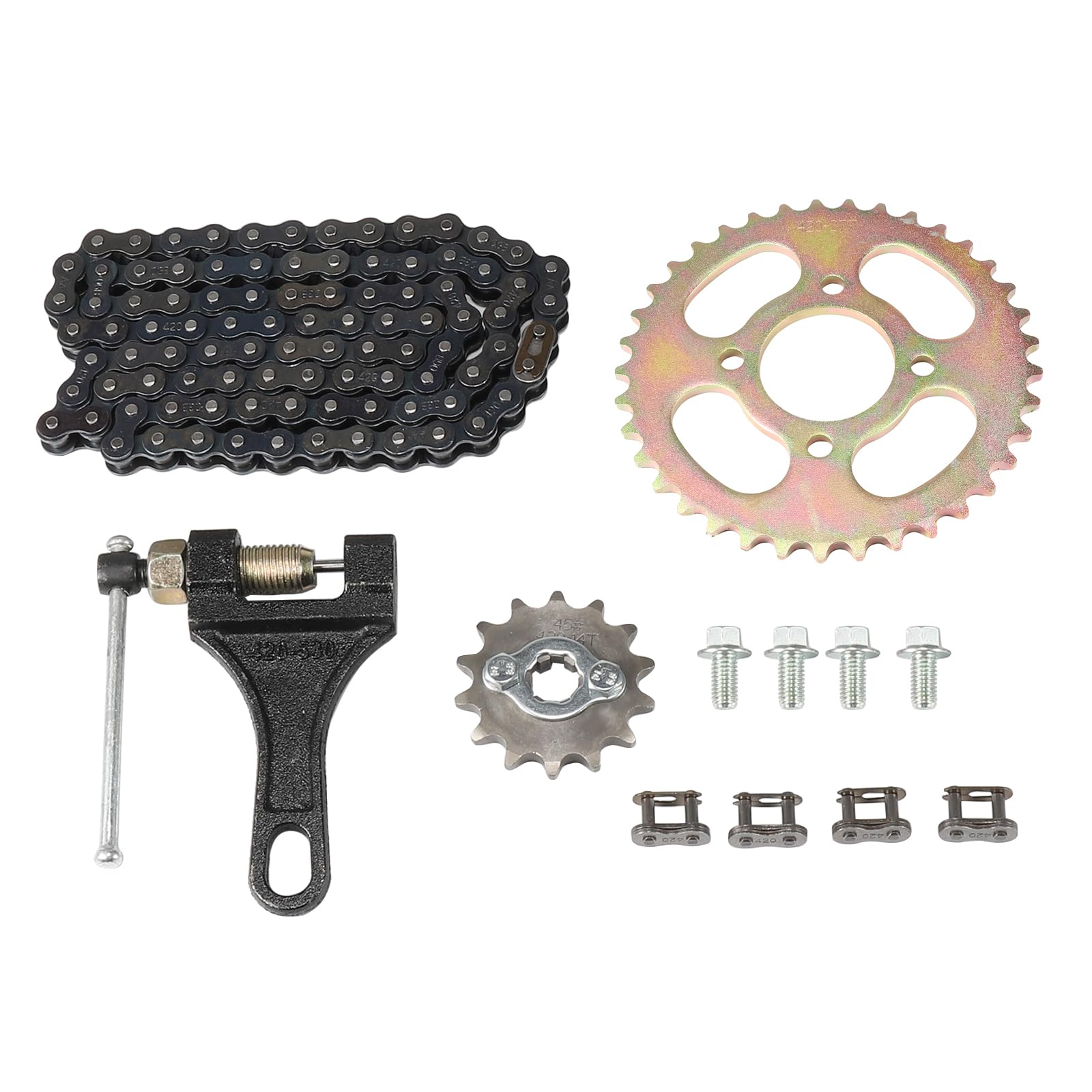 420 Rear Sprocket 37 Tooth,96L Chain,Front Sprocket 14T Kit for The ATV 70 90 110 125CC Quad Bike Motorcycle