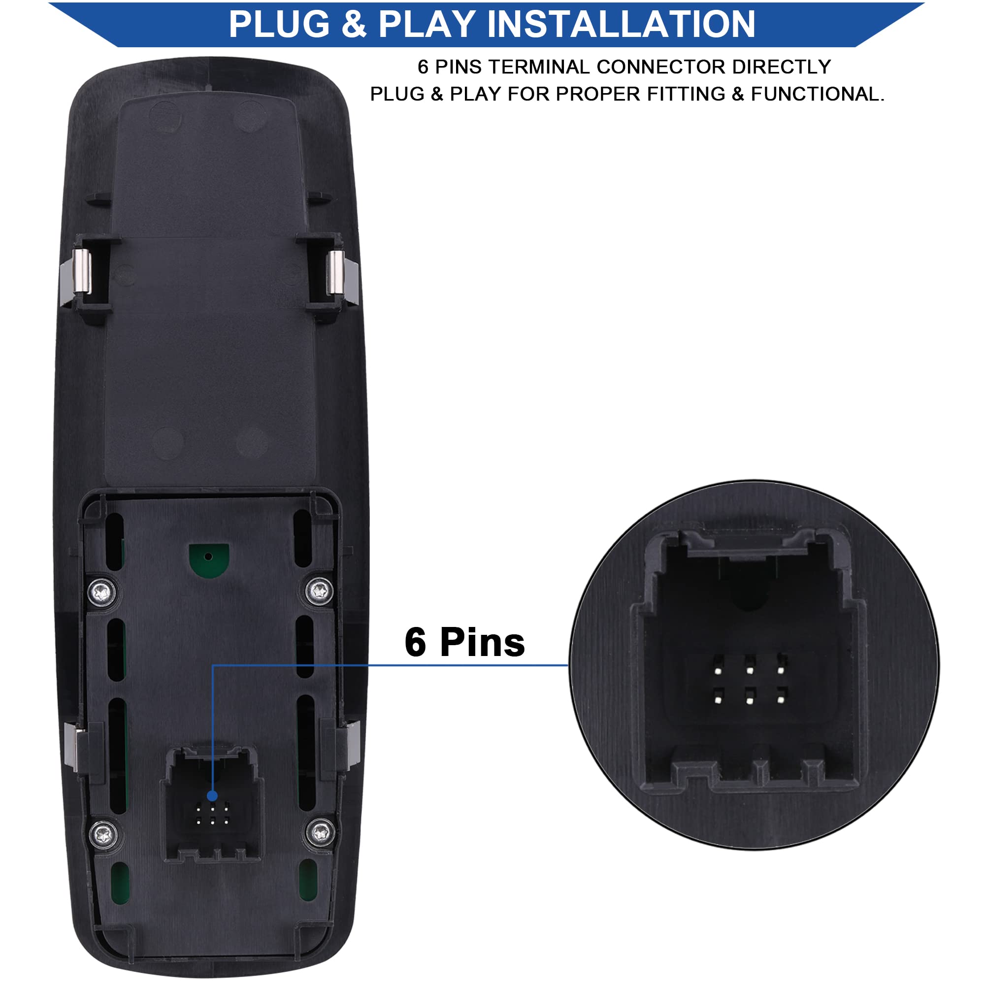 Passenger Side Power Window Switch 4602544Ag Compatible With 2008-2012 Dodge Grand Caravan, Chrysler Town And Country, Jeep Liberty, Dodge Ram 1500, 2009-2010 Journey, 2007-2011 Nitro