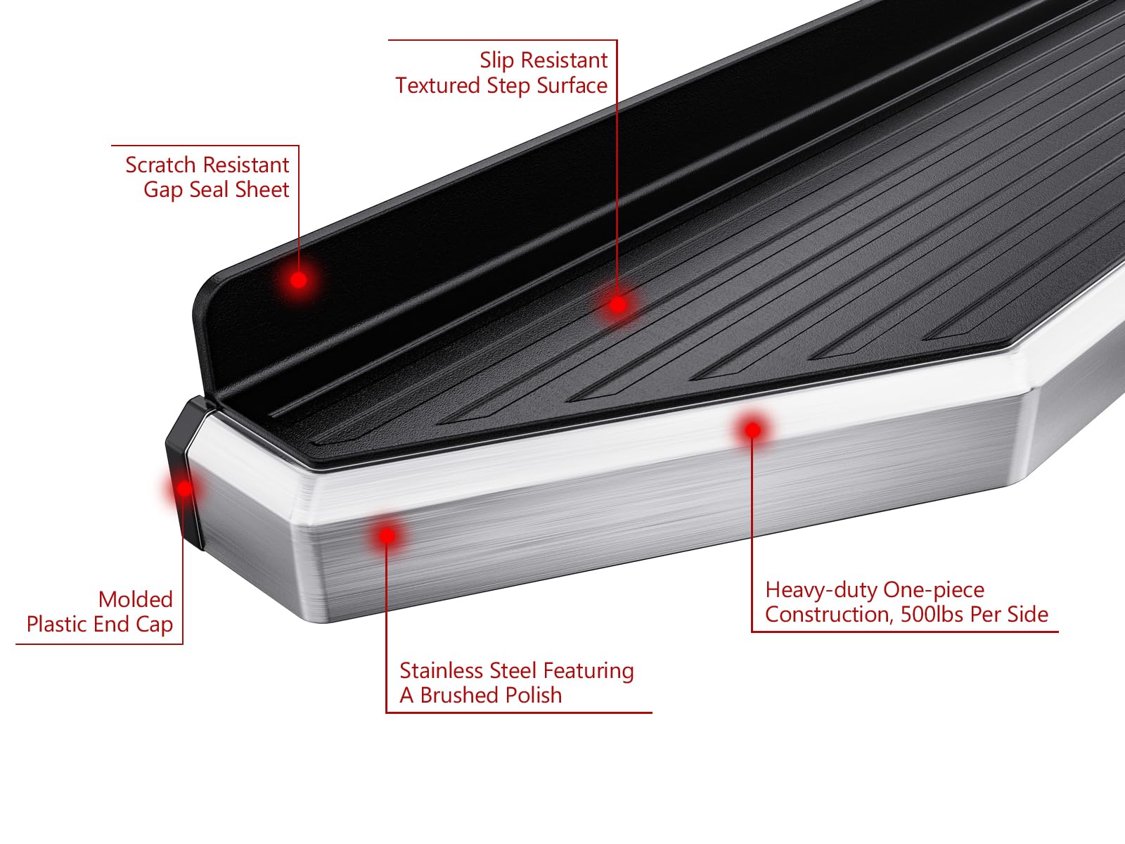 APS Polished Running Boards Compatible with Chevy Colorado GMC Canyon 2015-2025 Extended Cab (Side Steps Side Bars) 6in Wide 304