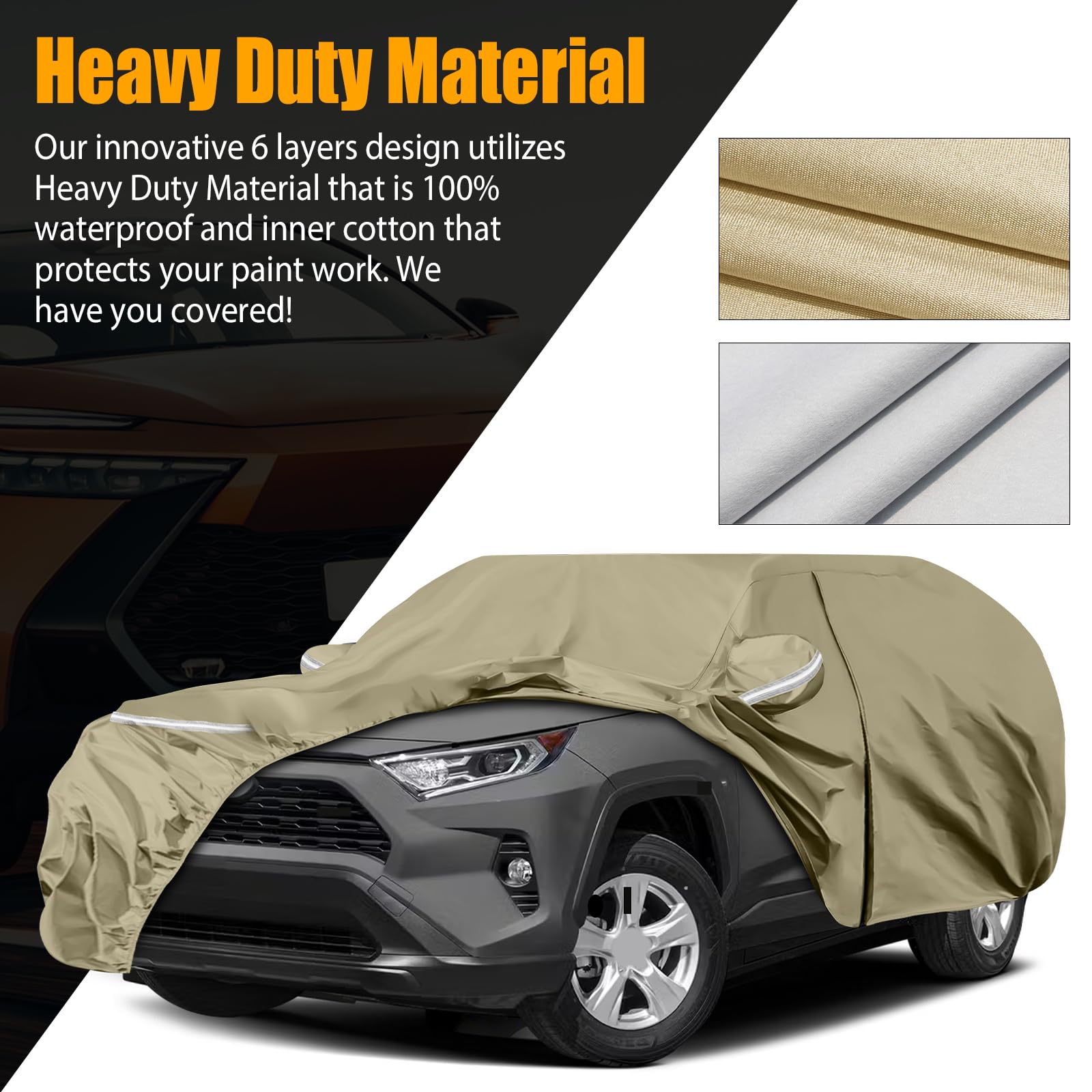 Waterproof Car Covers Replace for 1987-2006 Jeep Wrangler, Multilayer Heavy Duty with Cotton Liner All Weather Custom-fit Car Co
