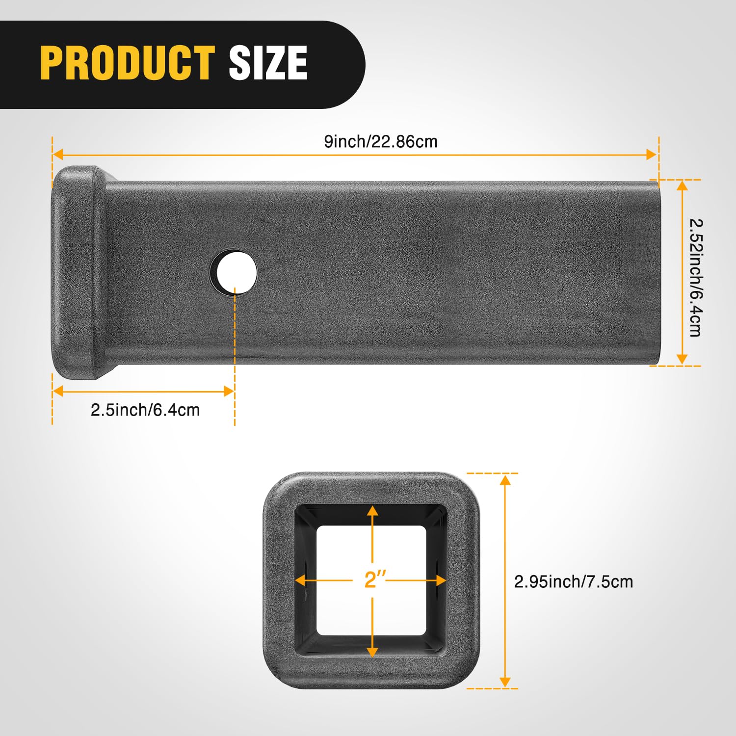 Nilight Hitch Adapter 2'' X 9'' Combo Bar Trailer Receiver Tube Weld-On Raw Steel Hitch Bar