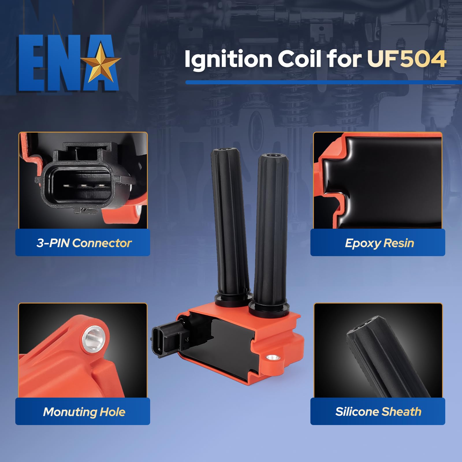 Ena Ignition Coil Pack V8 5.7 6.1 6.4 Compatible With Chrysler Dodge Ram Jeep Aspen 300 Challenger Charger Durango Magnum Comman