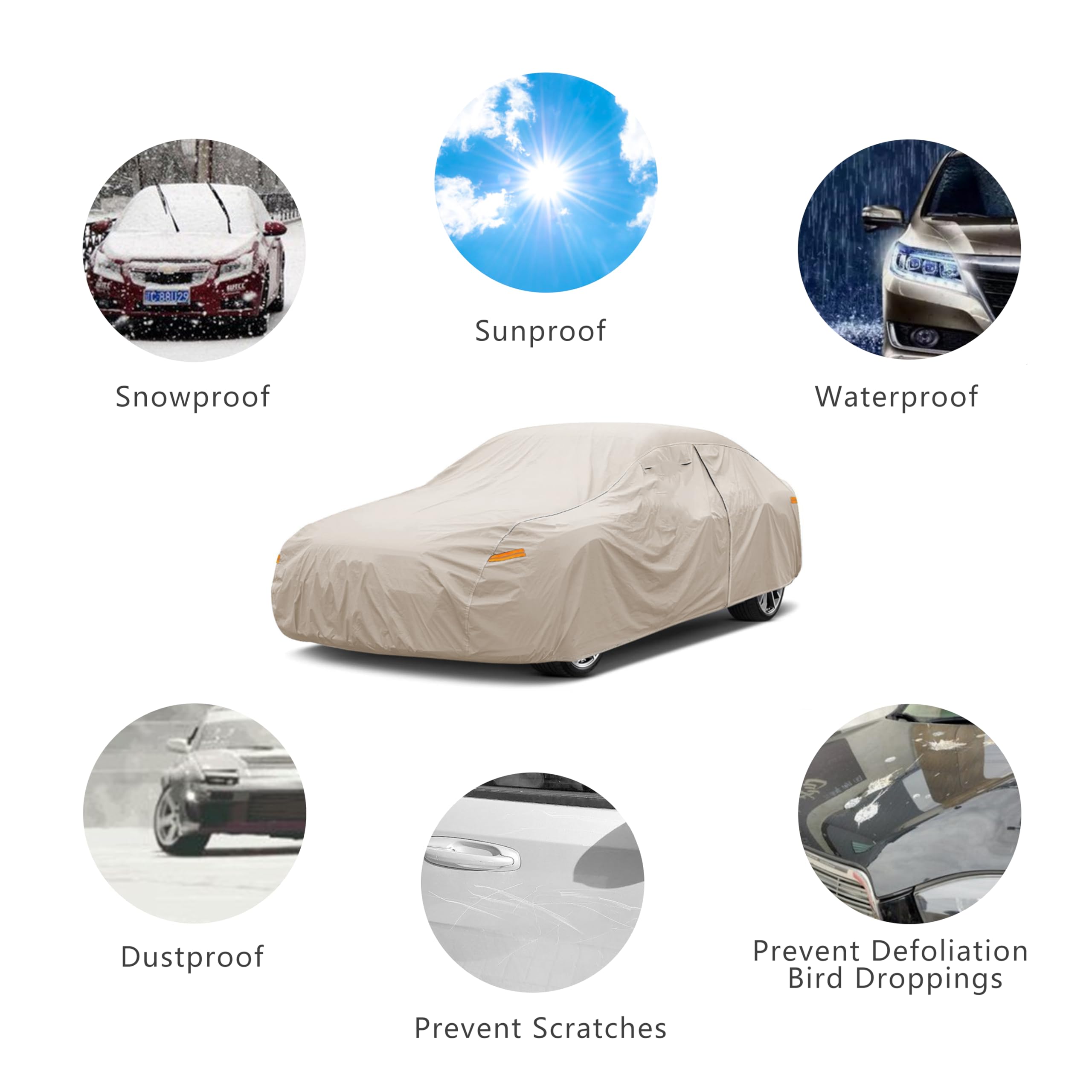 Jurmon Heavy Duty Outdoor Car Cover Custom Fit For Chevy Silverado,Windproof All Weather Waterproof Sun Rain Uv Dust Snow Protec
