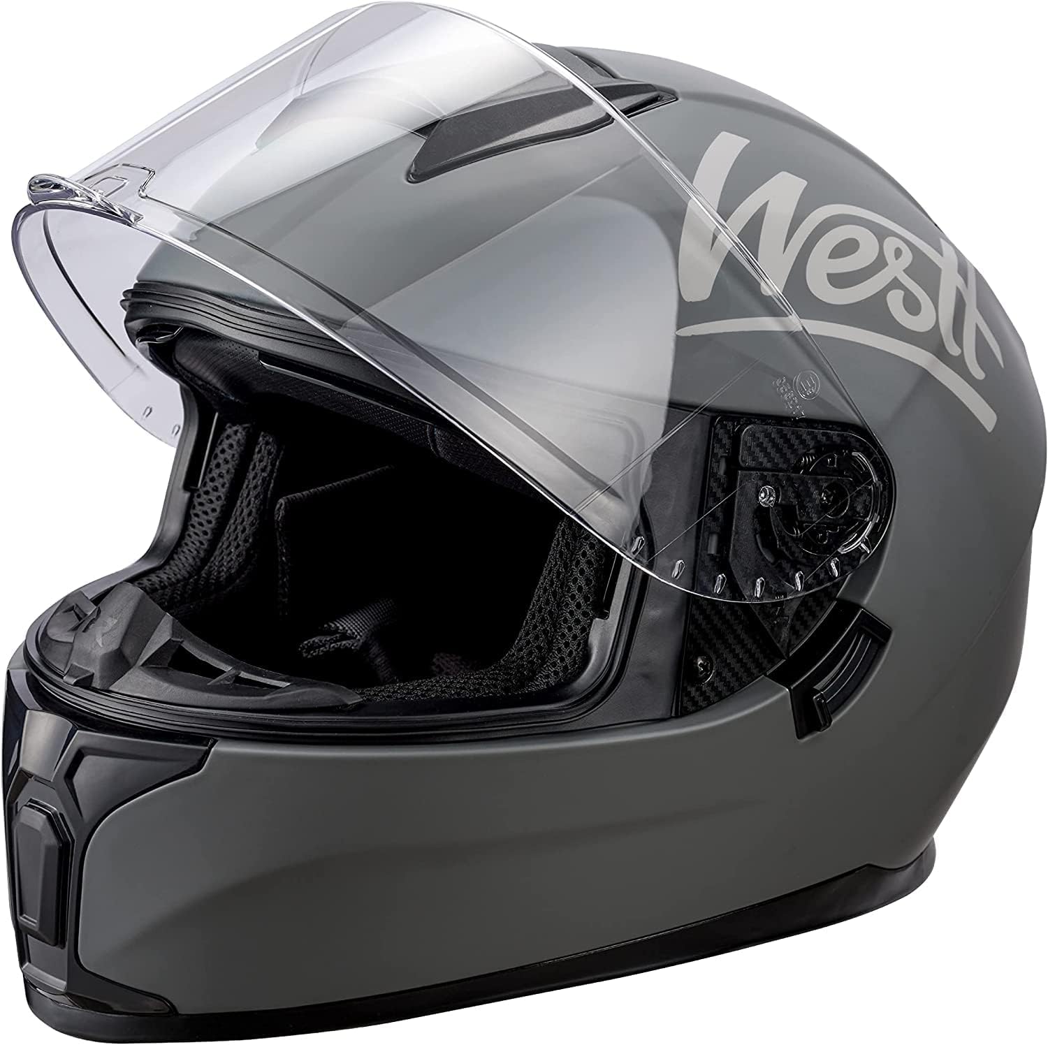 Westt Compact Motorcycle Helmets - With Dual Visor, Dot Approved, Full Face Helmet For Men Women Adults Lightweight Storm X Grey