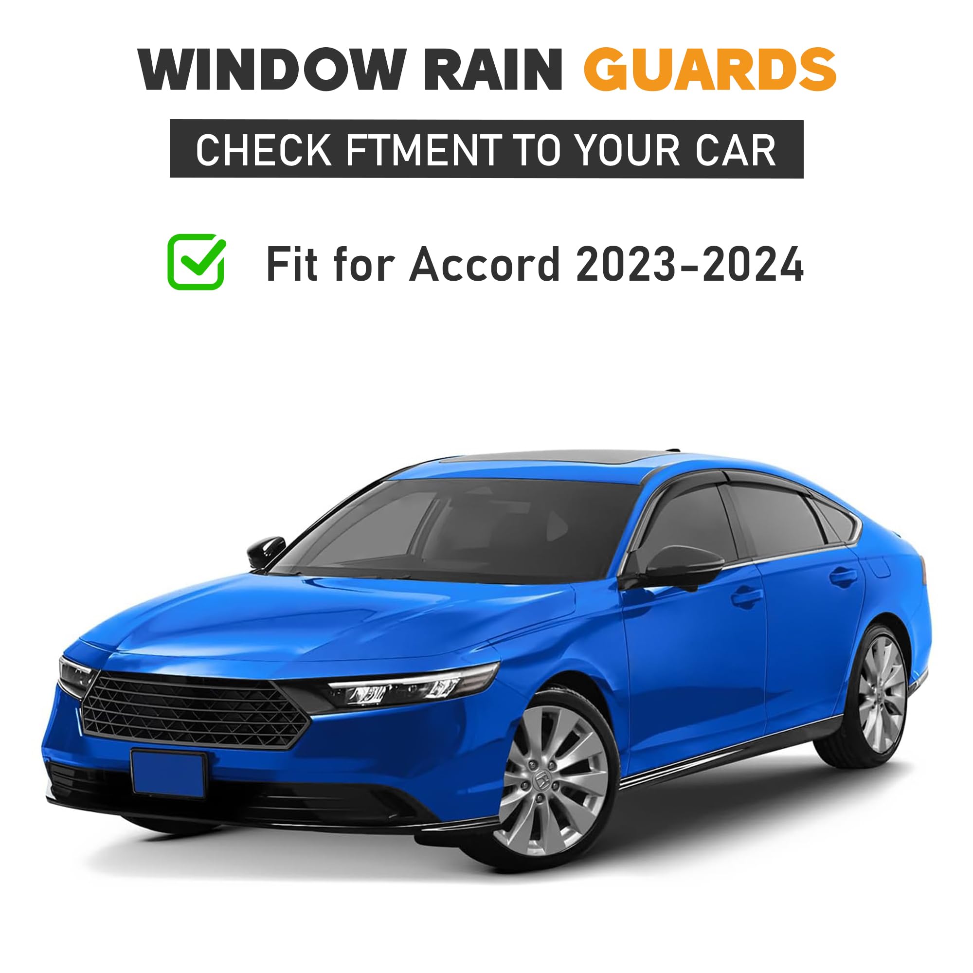 Hope You Ready Shatterproof Tape-On Window Rain Guards Fit For 2023 2024 Honda Accord, Extra Durable Window Deflectors, Vent Win