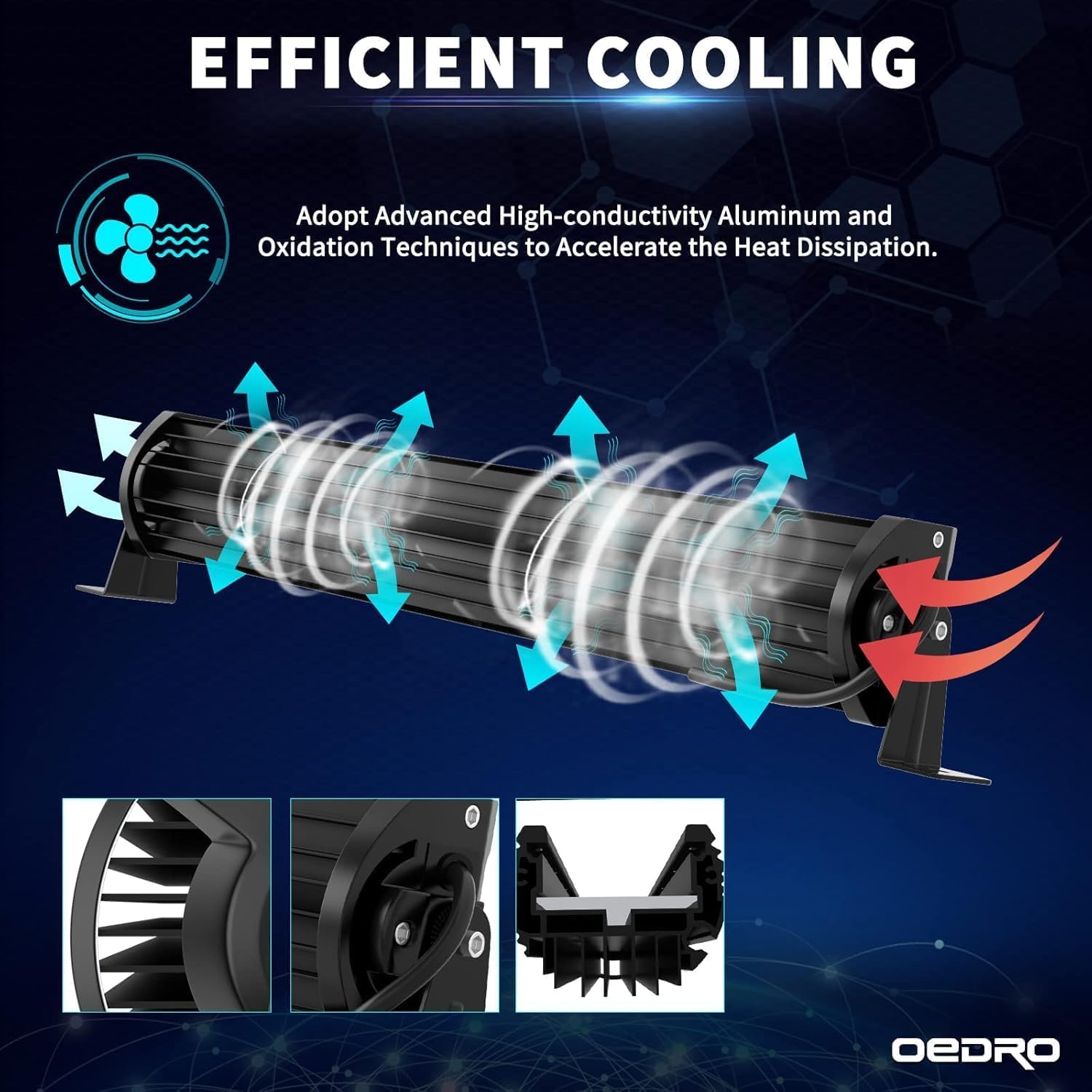 Oedro 22 Inch Led Light Bar Spot Flood Combo Quad-Rows Led Lights Work Lights Ip68 Grade Off Road Light 12V 24V Fit For Pickup S