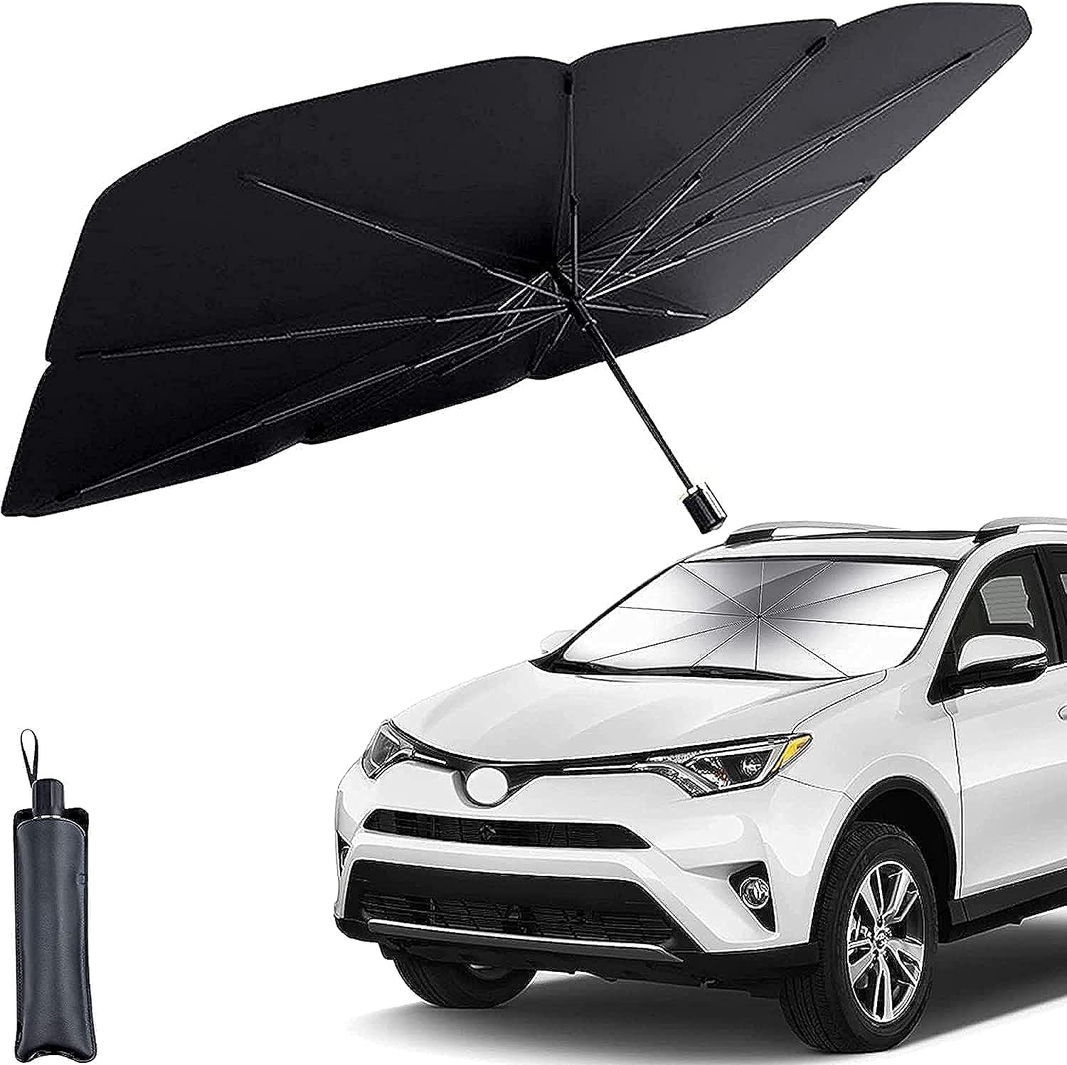Helloleiboo Car Windshield Sun Shade Uv Rays And Heat Sun Visor Protector Foldable Reflector Umbrella Brella Shield