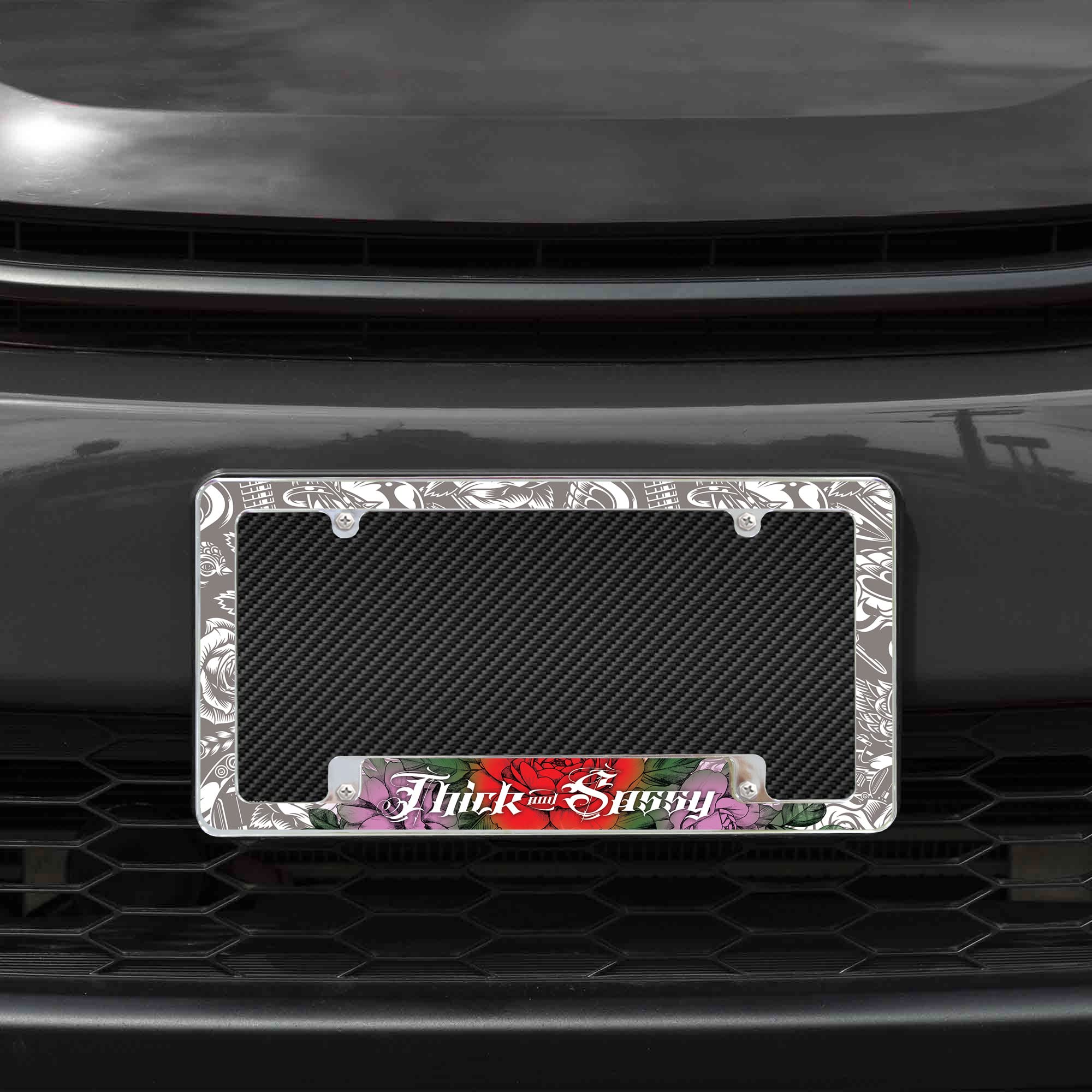 Rico Industries Thick and Sassy All Over Automotive License Plate Frame for Car/Truck/SUV (12 x 6)