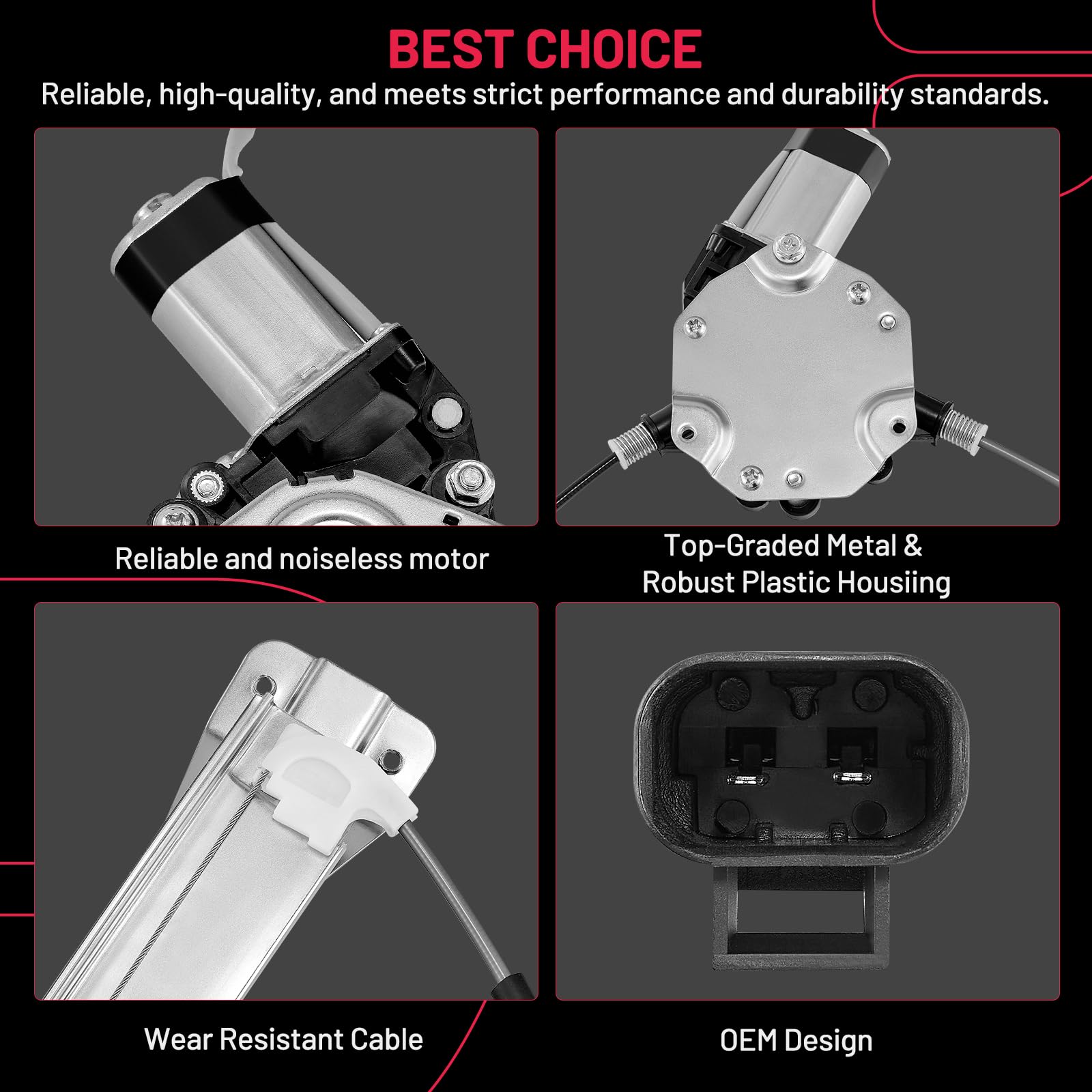 BDFHYK 748-510 Power Window Regulator with Motor Rear Left Compatible with Chevy Impala 2006-2013, Compatible with Chevy Impala