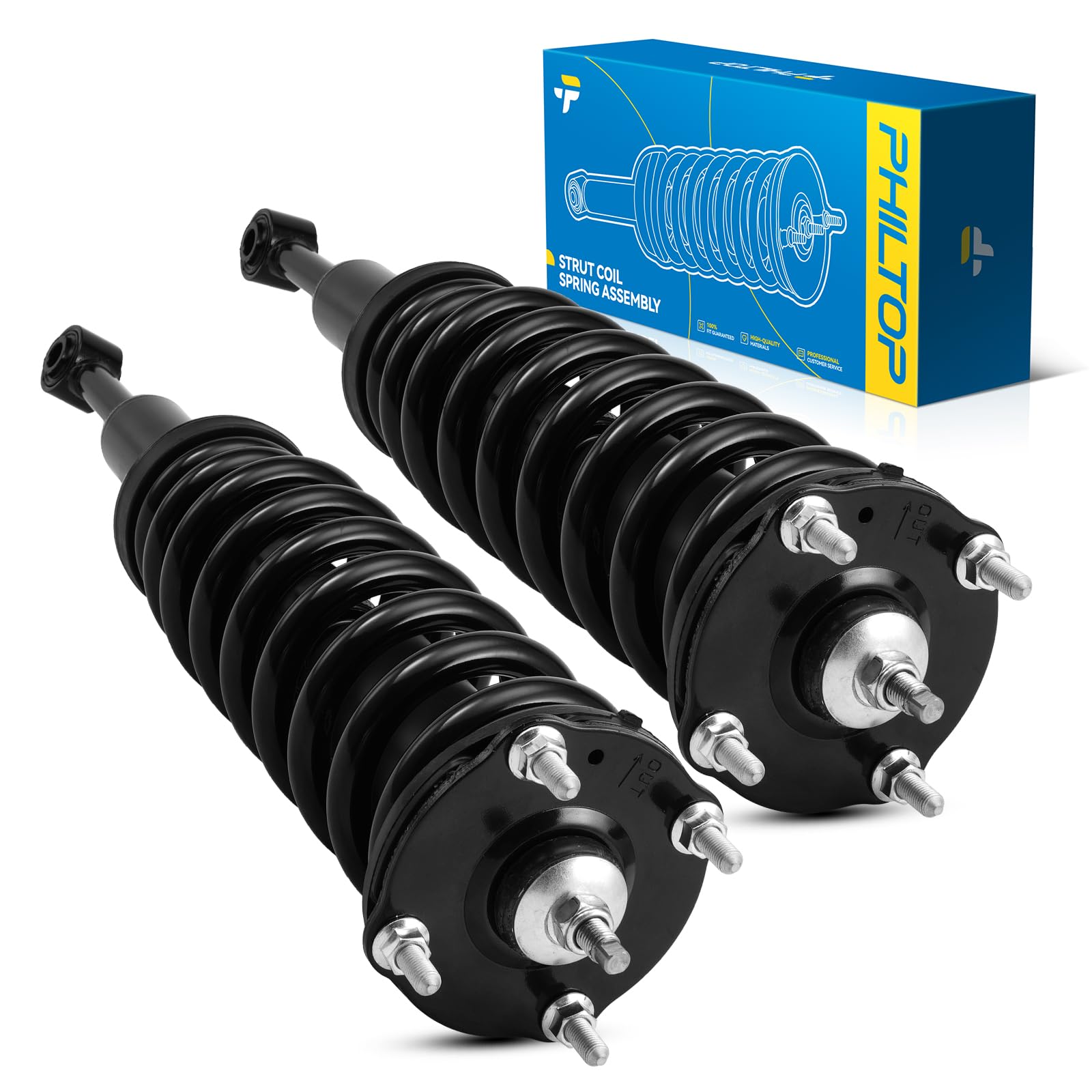 Philtop Front Struts Shock Absorber Fit For Tundra 2007-2021, Complete Struts With Coil Spring Assembly, Quick Suspension Loaded