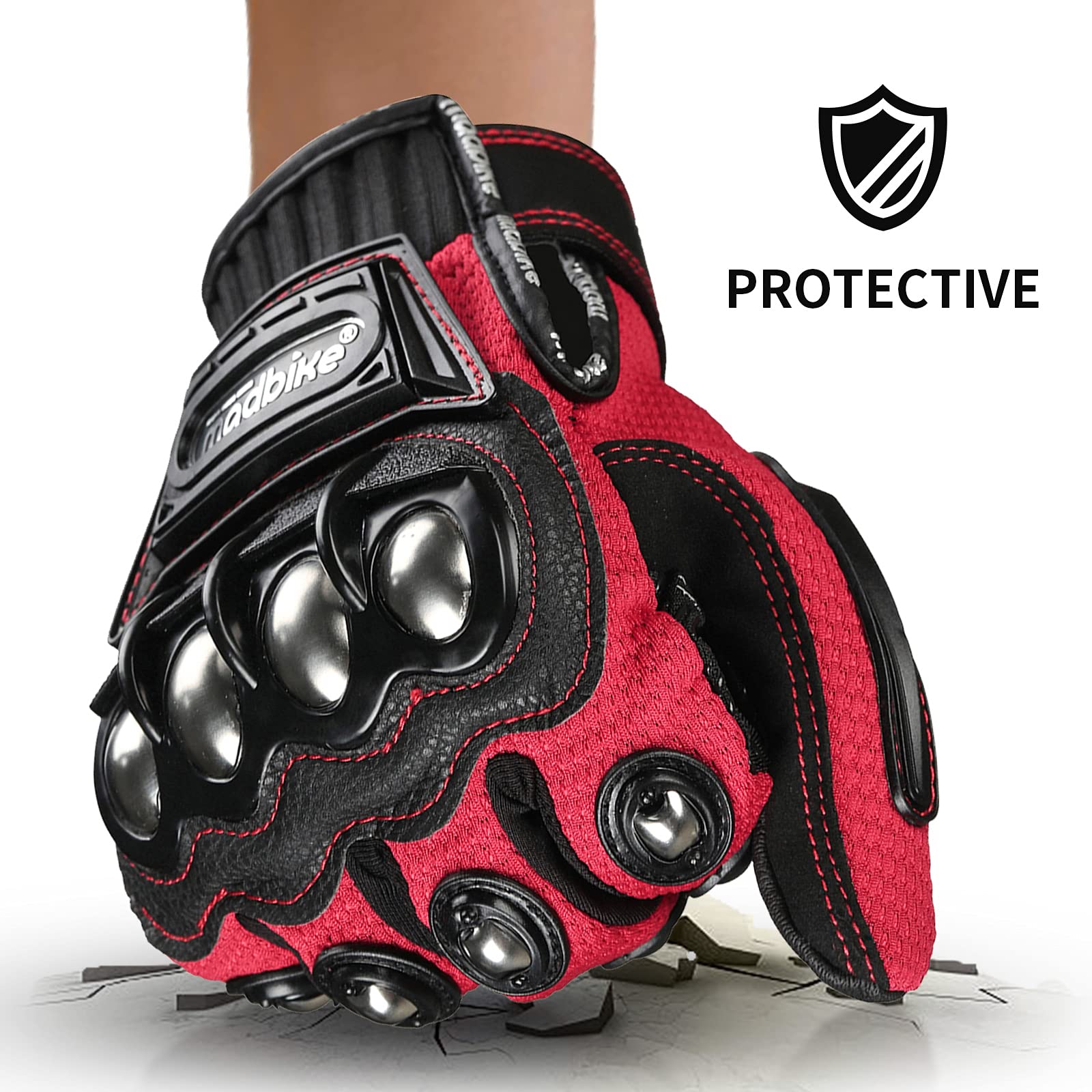 Ilm Alloy Steel Touchscreen Bicycle Motorcycle Motorbike Powersports Racing Gloves (M, Red) Model 10C