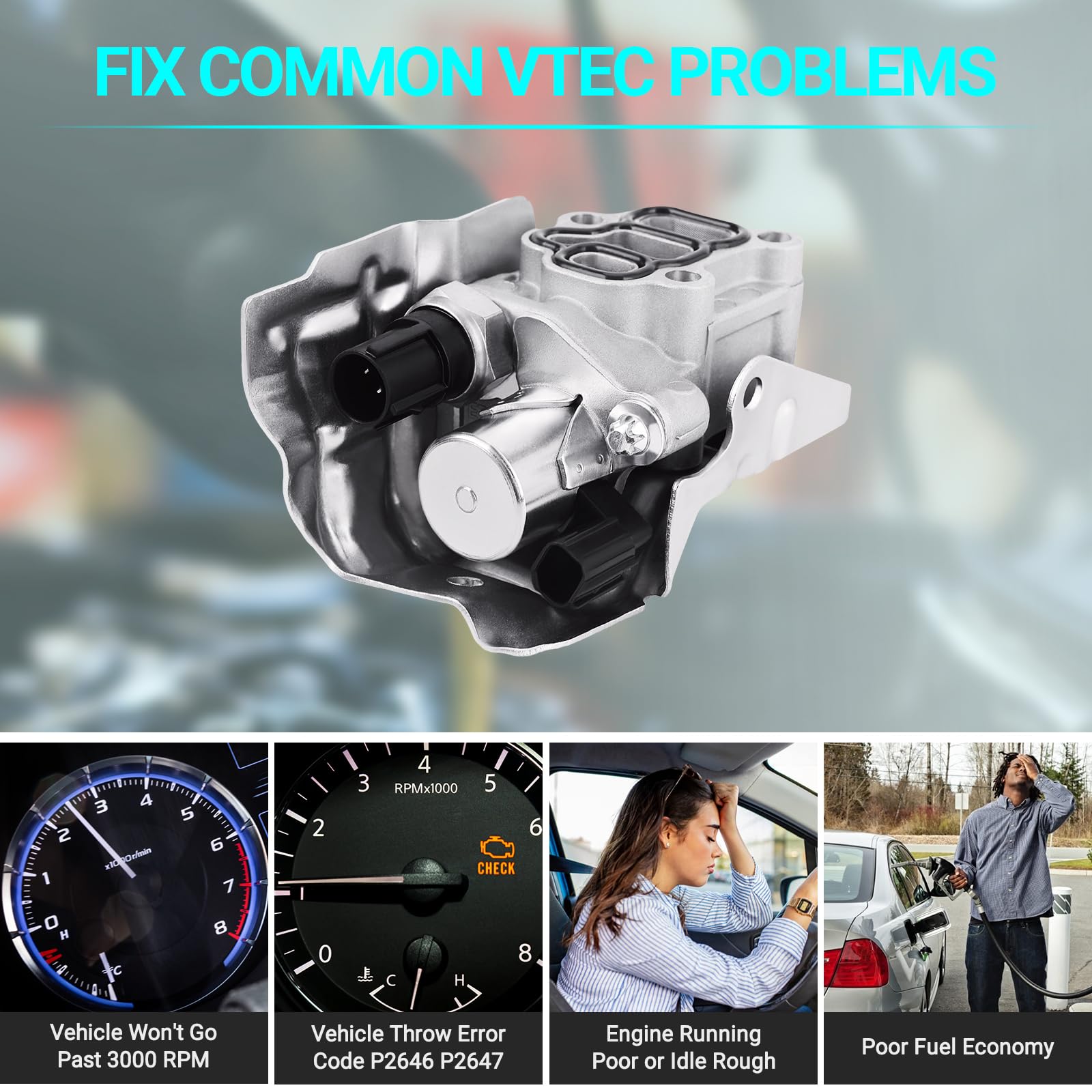 15810-Raa-A03 Vtec Solenoid Spool Valve With Oil Pressure Switch & Gasket - Fit For 2002-2011 Honda Acura - 2.4L Accord, Cr-V, Element, 2.0L Civic,Rsx - Replace 15810-Pne-G01, 15810-Ppa-A01, 917-224