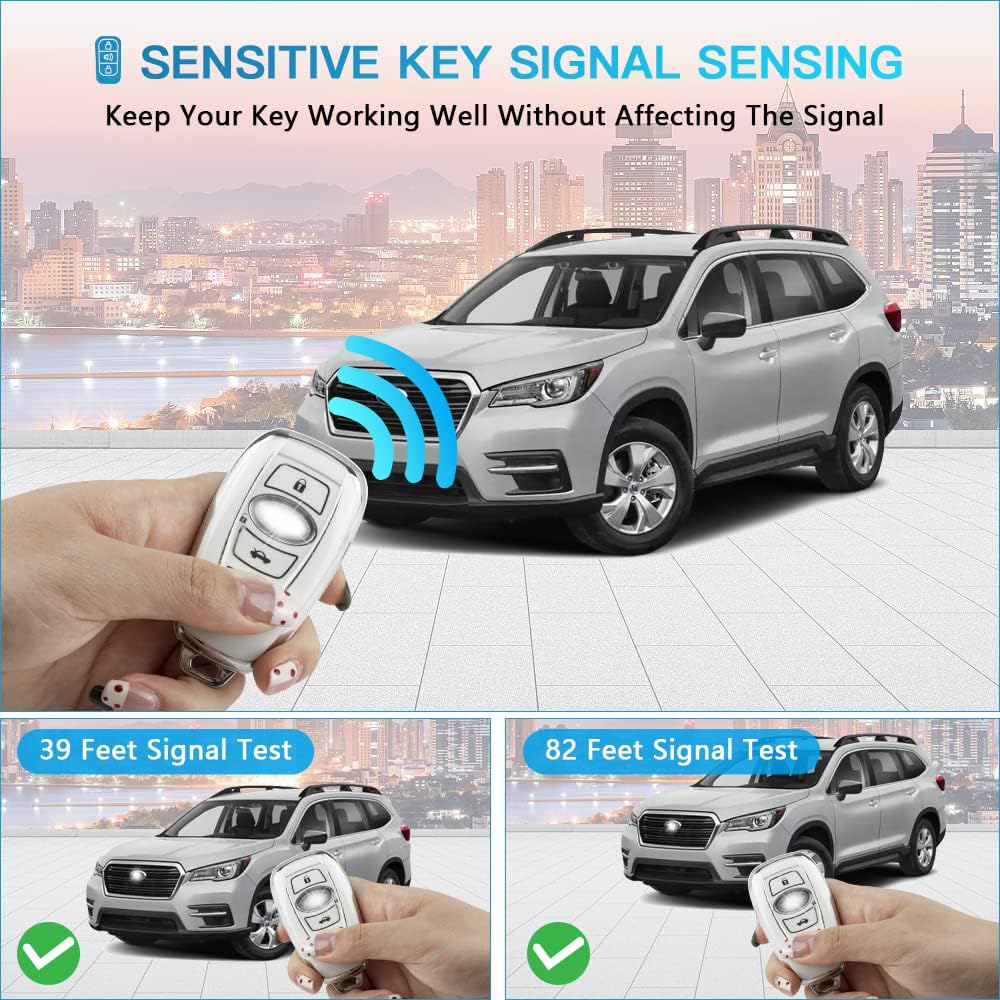 For Subaru Key Fob Cover Accessories Outback Crosstrek Forester Wrx Impreza Brz Legacy Ascent Car Remote Case Shell Protector 4 Button White Silver Tpu
