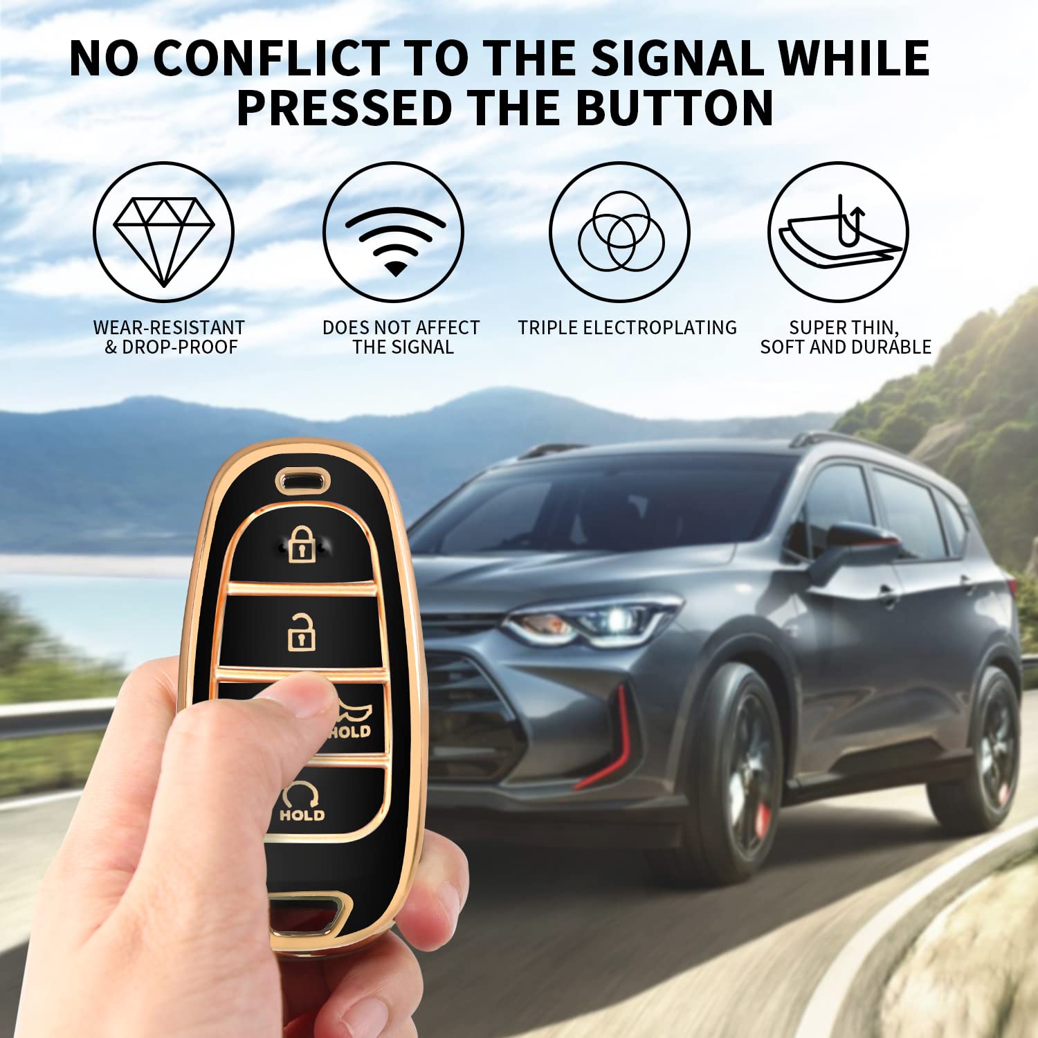 MILD EAST For Hyundai Key fob Cover Fits for 2024 2023 2022 2021 Hyundai Sonata Santa fe Tucson Smart 5 Button Key Case Shell