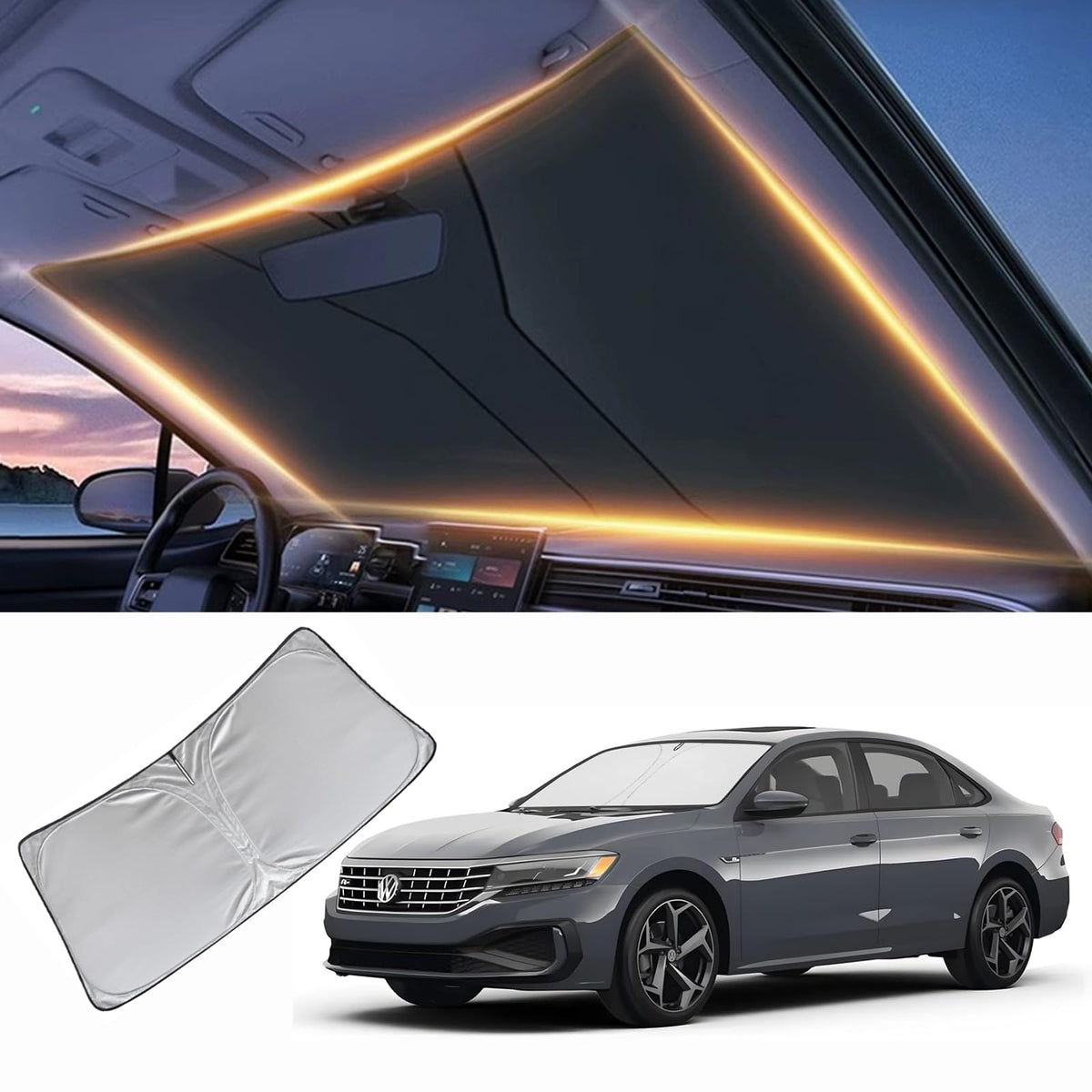 Windshield Sun Shade For Volkswagen Passat Front Window Shades Cover For 2012-2022 Passat Windshield Sun Visor Protector Car Acc