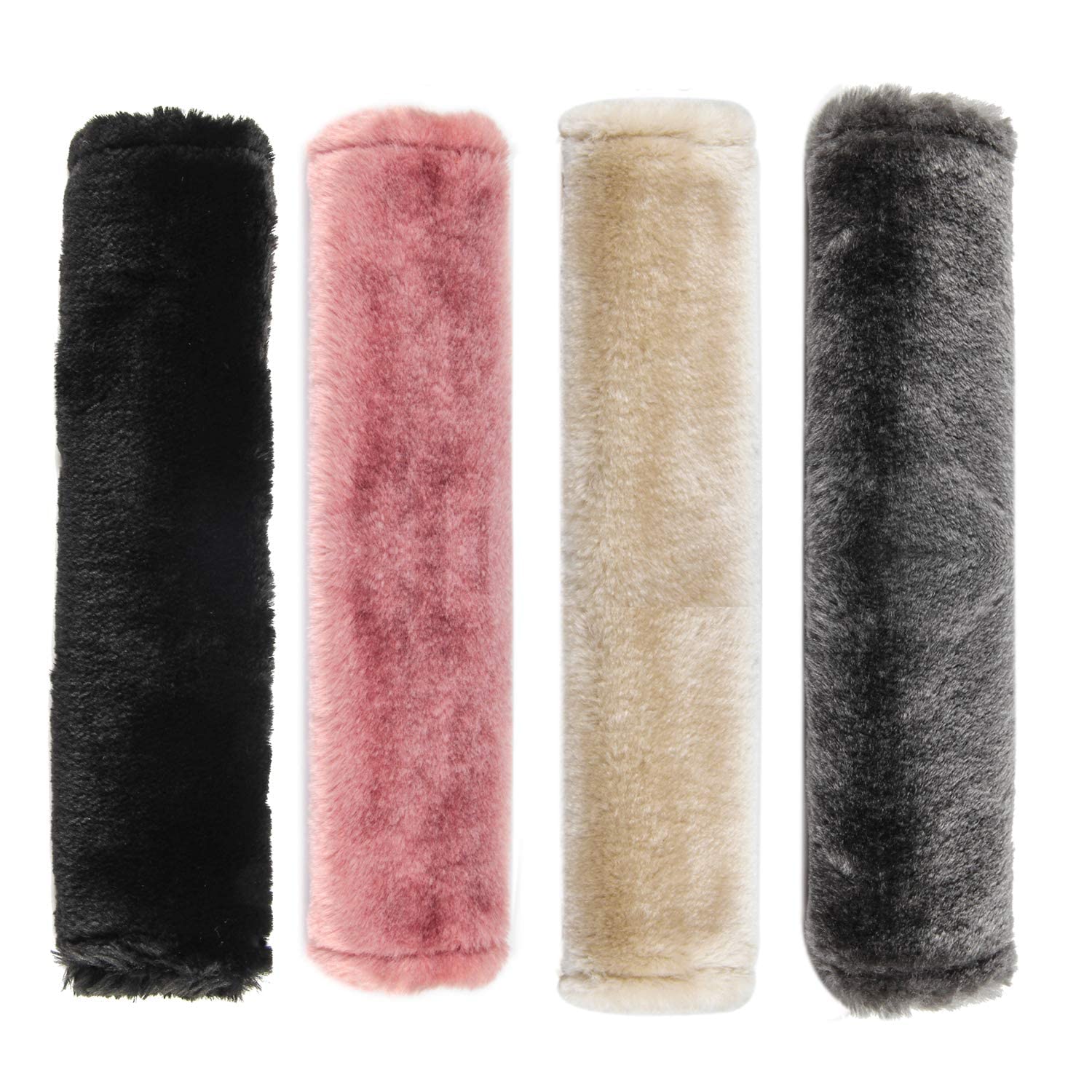 Moonet 2 Packs Car Seatbelt Covers Shoulder Pad For More Comfortable Driving, Universal Seat Belt Cover For Handbag Camera Backpack Straps, Soft Faux Sheepskin Wool Seat Belt Cushion (Gray)