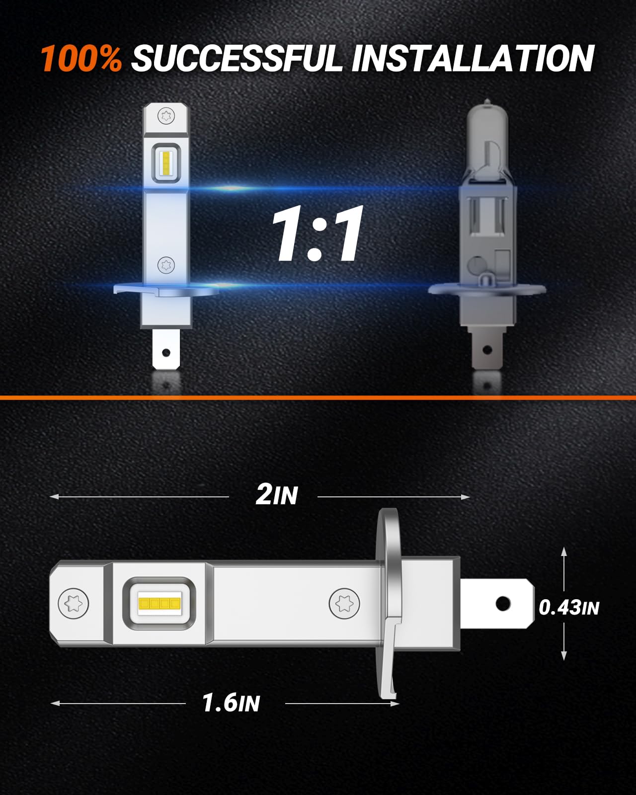 Sealight H1 Fog Light Bulbs 33000Lm Brighter, 6500K White H1 Led Light Bulbs With 15000Rpm Cooling Fan, 1:1 Direct Plug-N-Play,