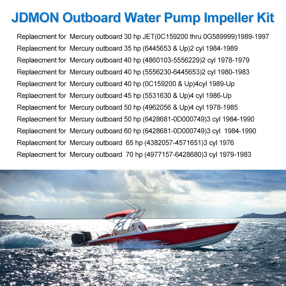 JDMON Water Pump Repair Kit Replacement for 46-77177A3 Sierra 18-3324 Replacement for Mercury Mariner 2-Cycle Outboards 30 35 40