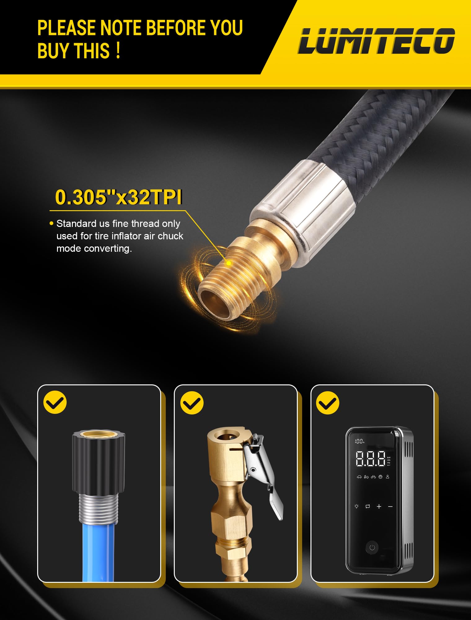 LUMITECO 21'' Quick Air Release Extention Hose, Tire Valve Extension Tube w/Presta Valve & Air Pump Ball Needle Set, Air Tire In