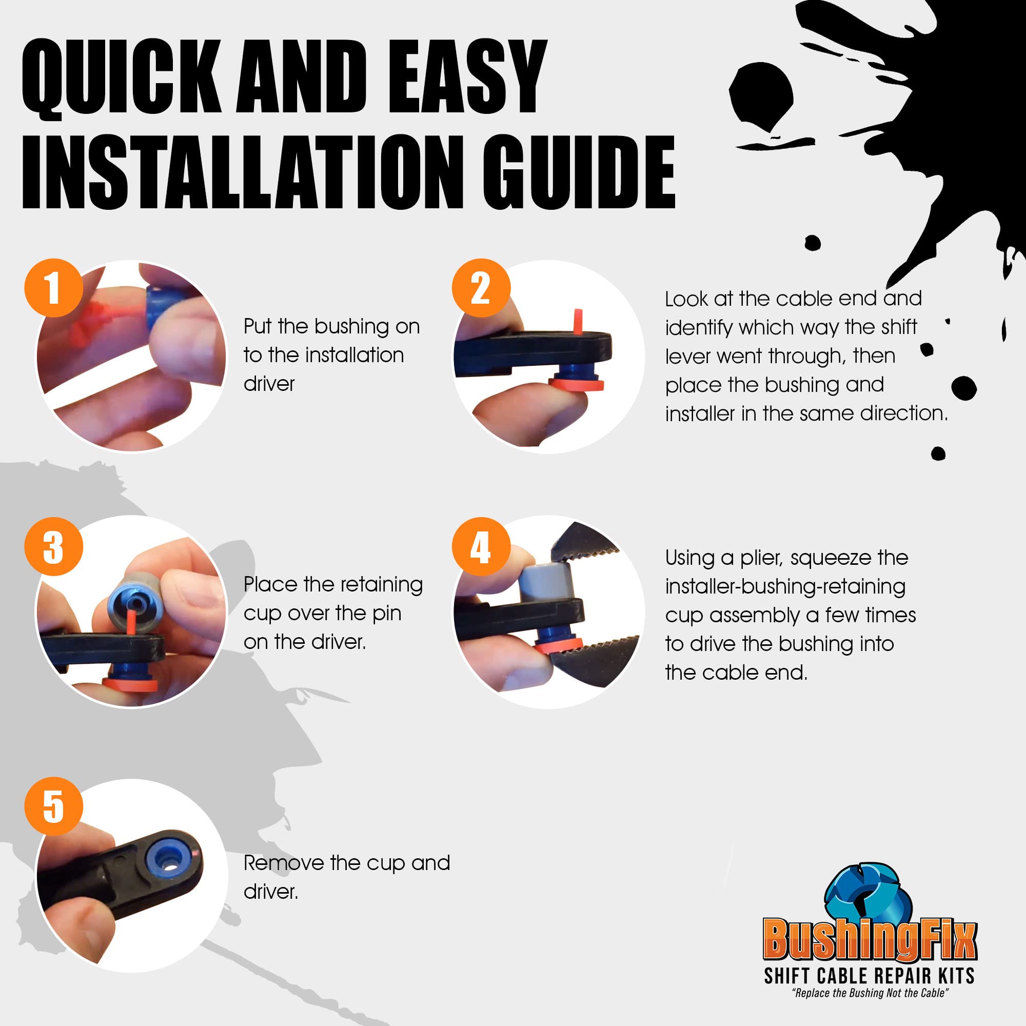 Bushingfix Im1Kit1 - Transmission Shift Cable Bushing Repair Kit - Automatic Transmission Linkage Repair Kit, Transmission Repair Kit, Shifter Cable Bushing Fix, Shift Linkage Bushing Replacement