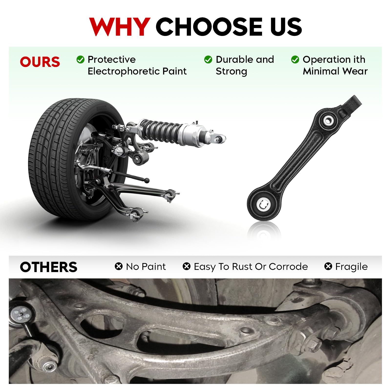 RWD Front Lower Forward & Rearward Control Arms Assembly Fit for Chrysler 300(RWD) 2005-2010 Charger (RWD) 2006-2010 Dodge Magnu