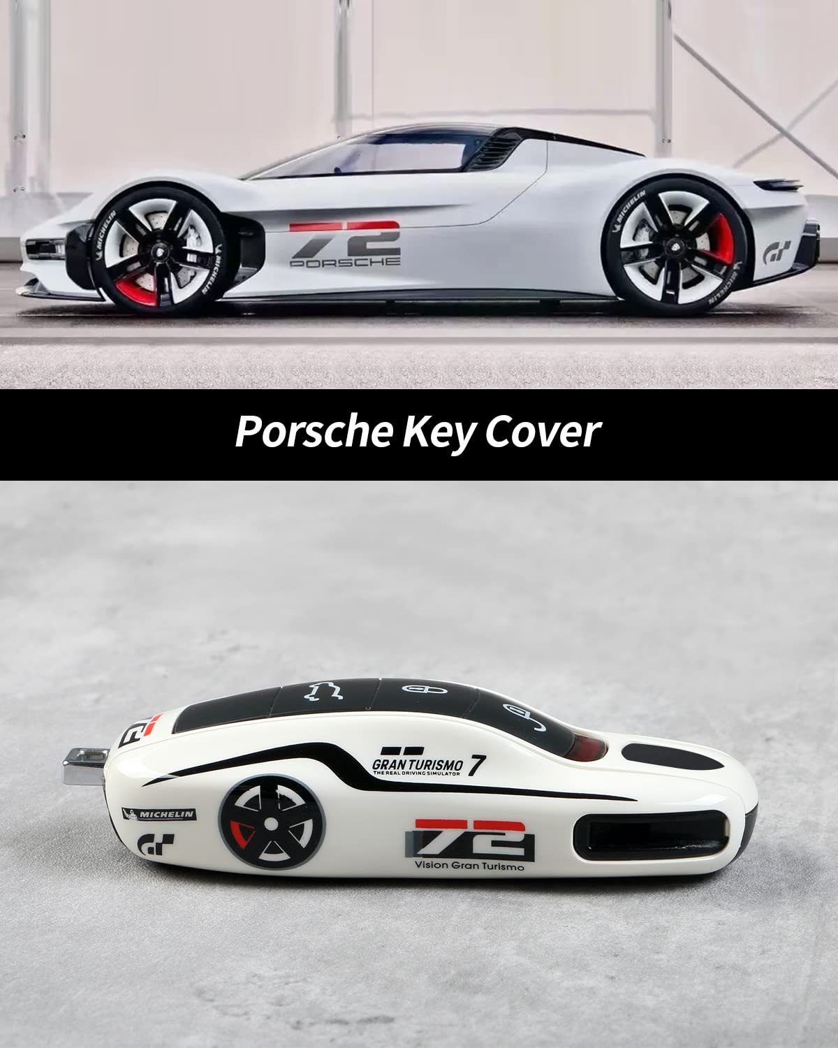 Limbqs Car Key Protection Keychain, Key Cover For Porsche Macan Cayenne Panamera 911 (Old White)