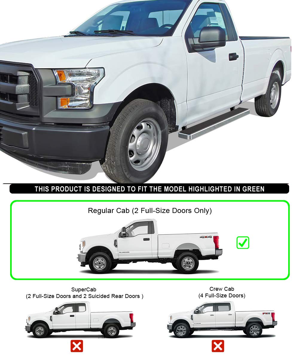 APS (304 Stainless Steel Polished Silver 6 inches Running Boards Nerf Bars Side Steps Compatible with Ford F150 2015-2025 Regula