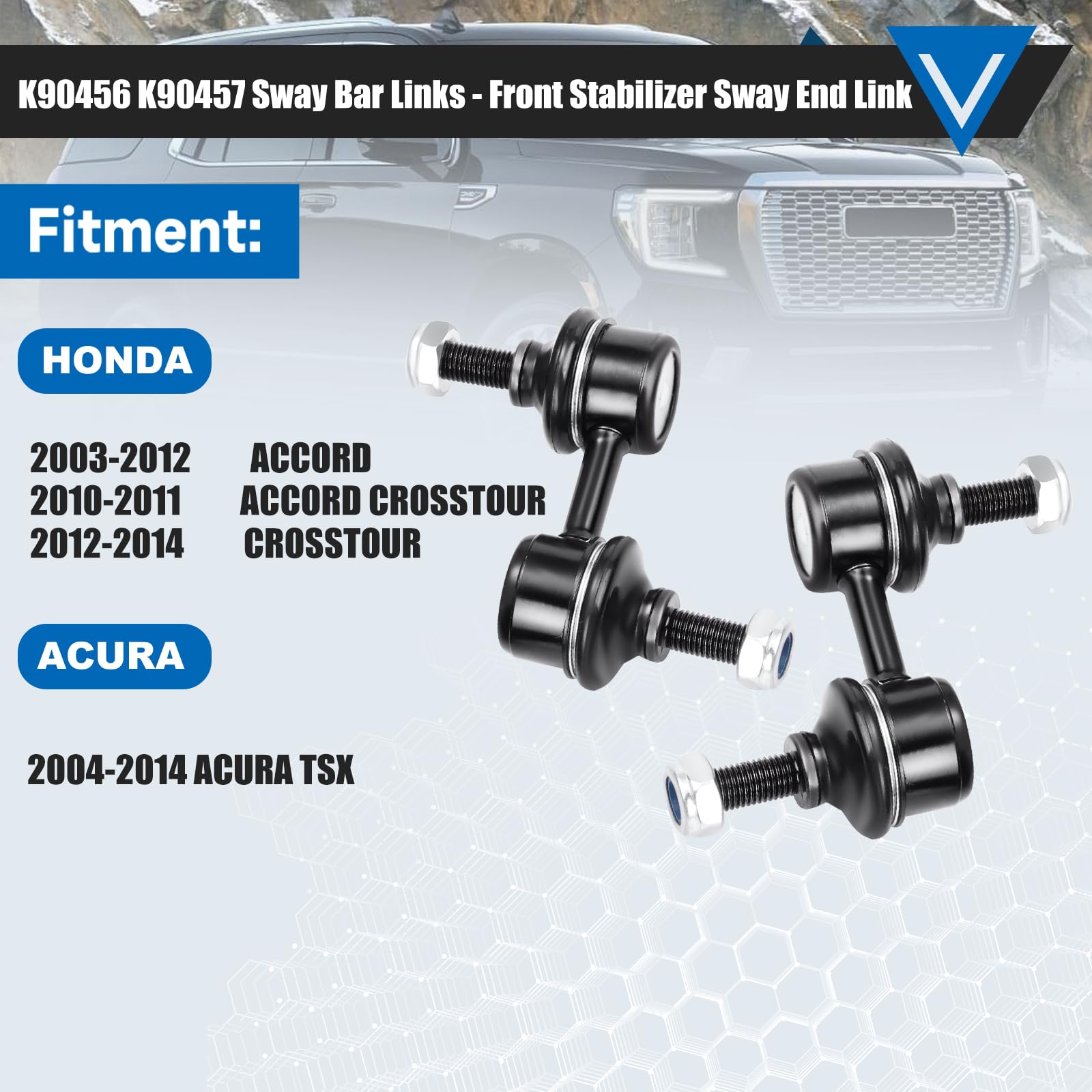 K90456 K90457 Sway Bar - Front Stabilizer Bar End Links Compatible With Honda Accord 2003-2012 Accord Crosstour 2010-2011 Crosst