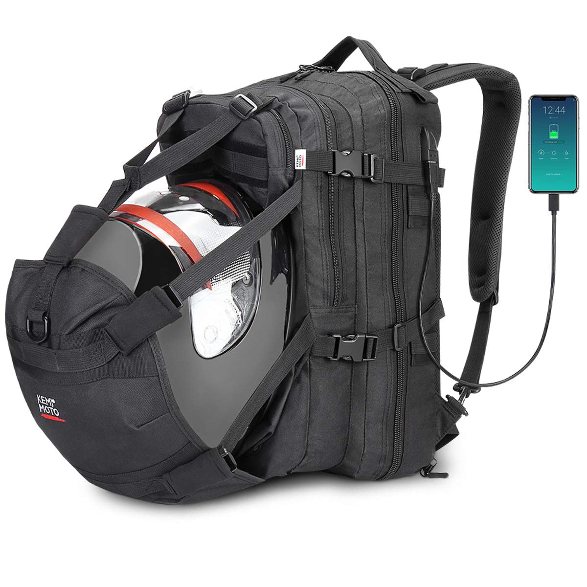 Kemimoto Motorcycle Helmet Backpack Bag For Men With Usb Charging Port, Waterpro WBCARB07WWC5KZX
