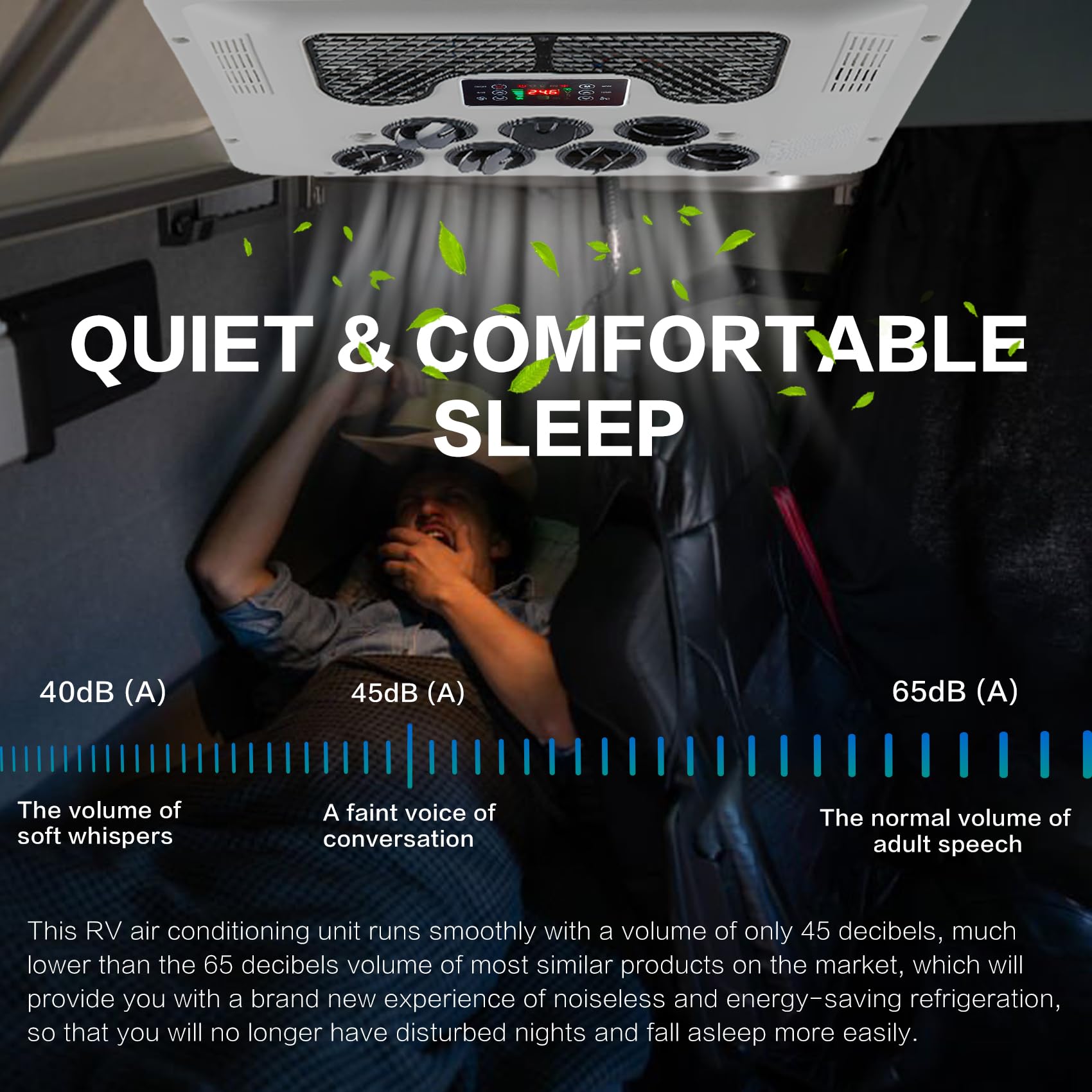 24V RV Air Conditioner 8530 BTU Non-Ducted, 45dB 2-in-1 RV Rooftop Air Conditioner for Heater and Cooling, Easy-to-install 24V R