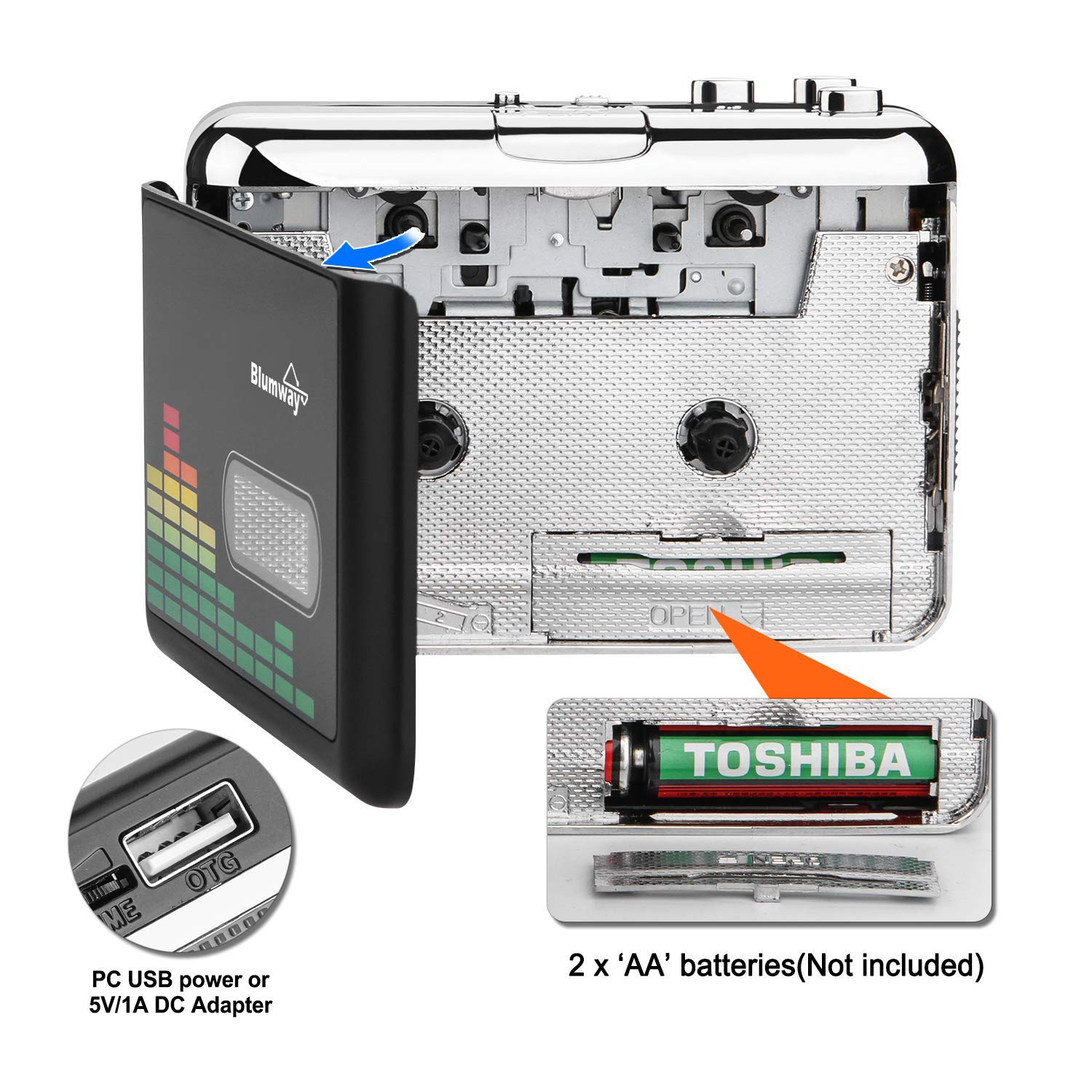 BlumWay Portable Cassette to MP3 Converter, Digital Player with Earphone, Model 8541723849