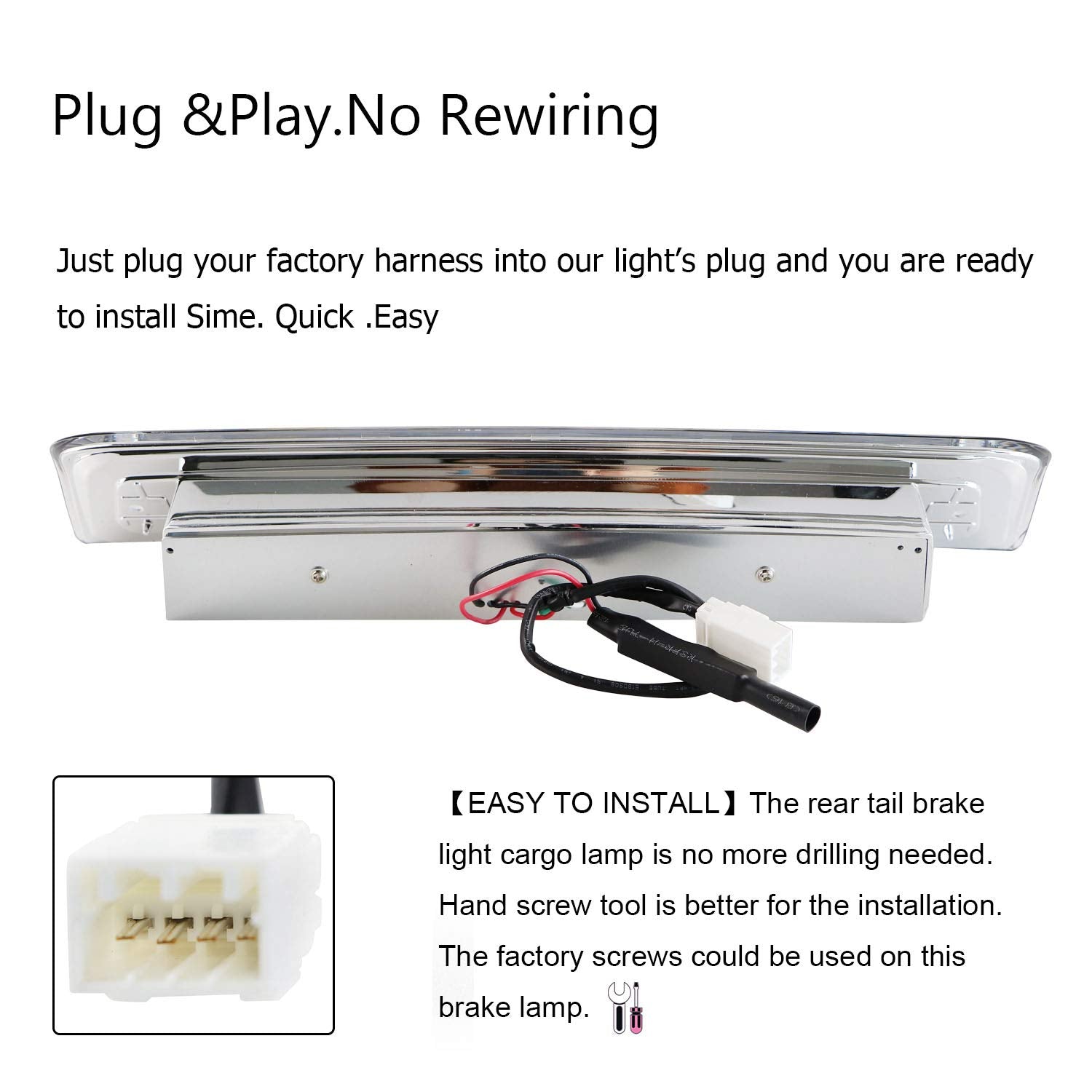 Tresound LED Third Brake Light for 2009-2017 Dodge Ram 1500/2500/3500, Chrome Housing, Clear Lens, High Mount Cargo Lamp