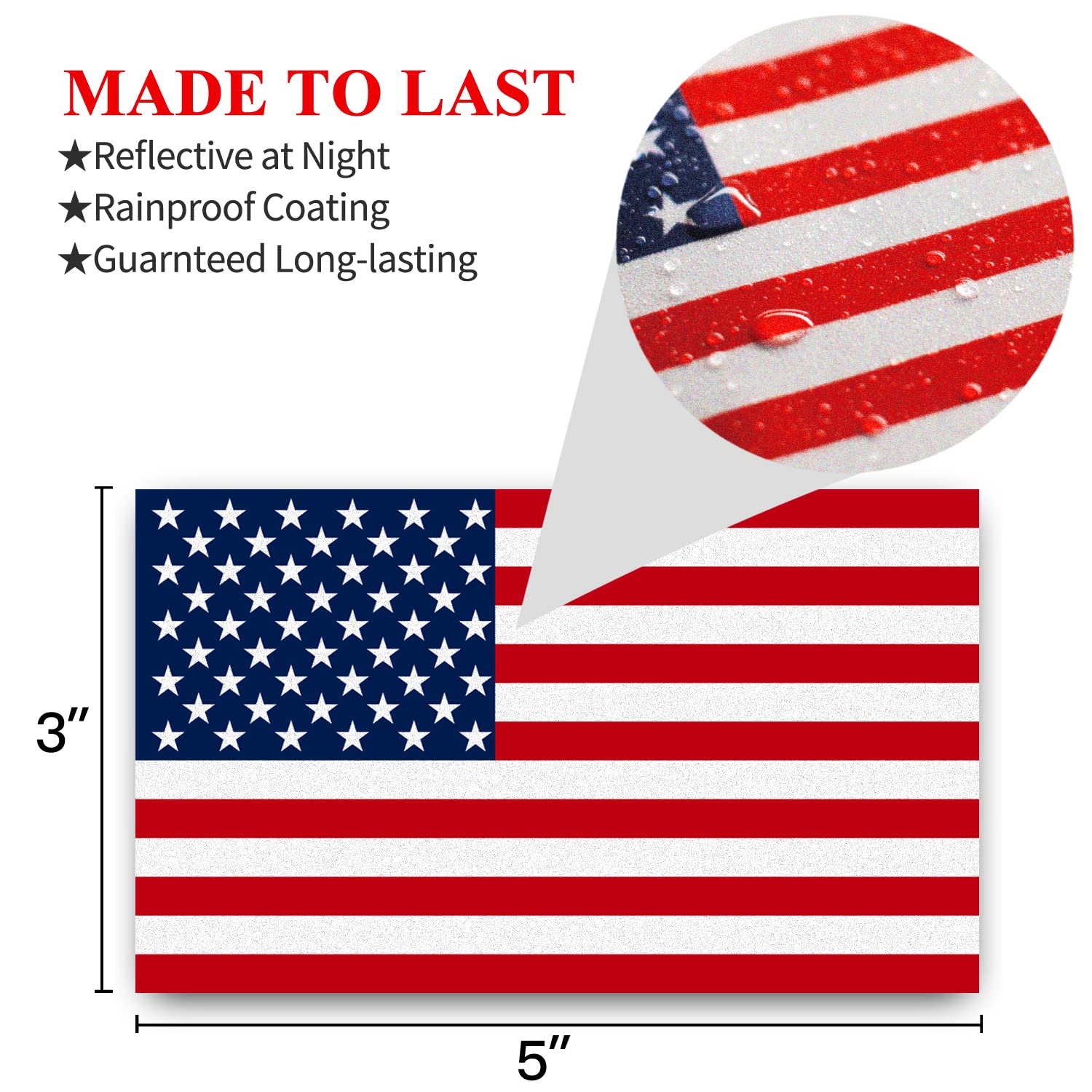 Anley 5' X 3' American Us Flag Decal 4Pcs (2 Forward & 2 Reversed) - Patriotic Stars Reflective Stripe Usa Flag Car Stickers - Support Us Military - 4 Pack Set