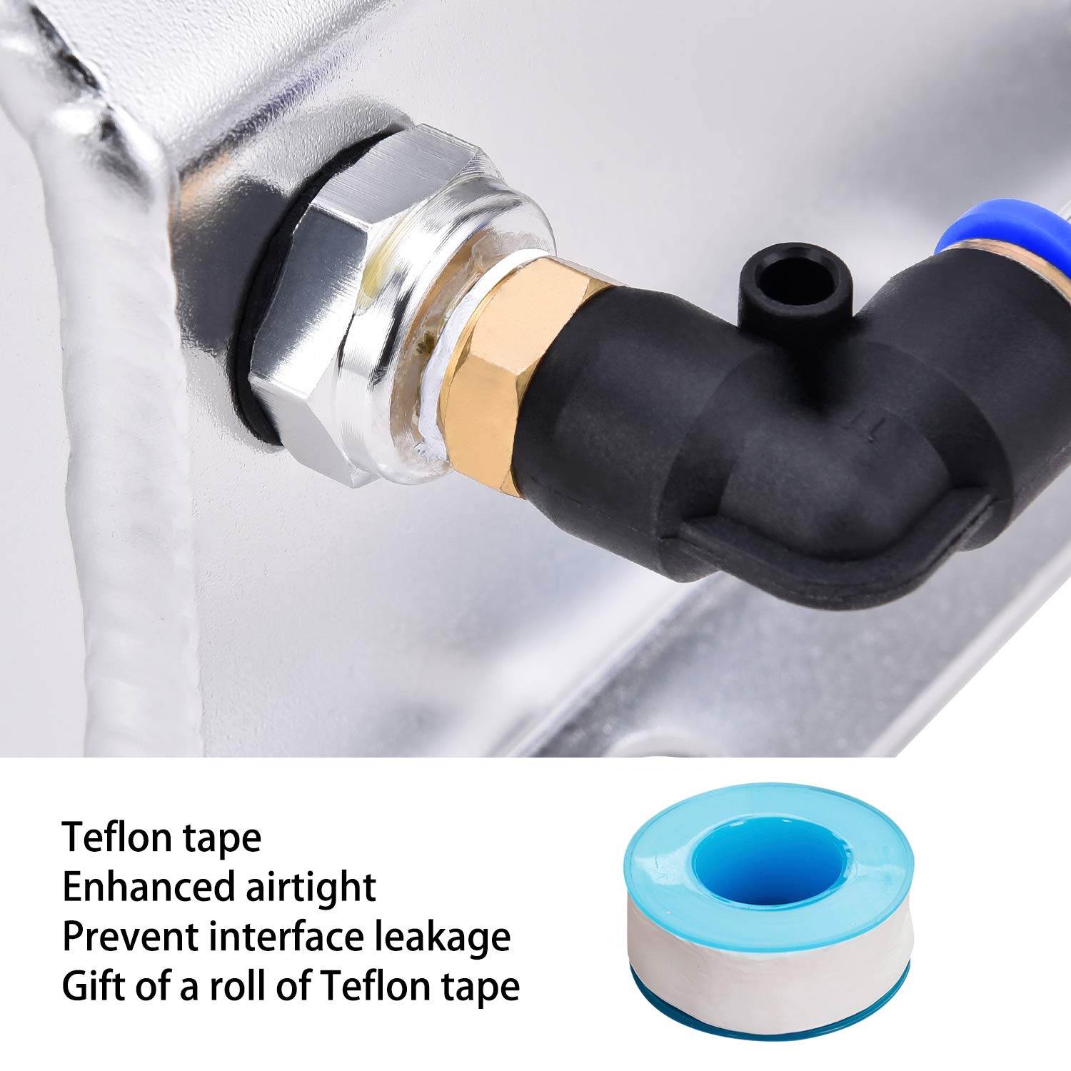 Speedwow Coolant Overflow Tank, Aluminum Radiator Overflow Tank With Teflon Tape & O-Ring Gasket, 1 L Universal Reservoir Expans