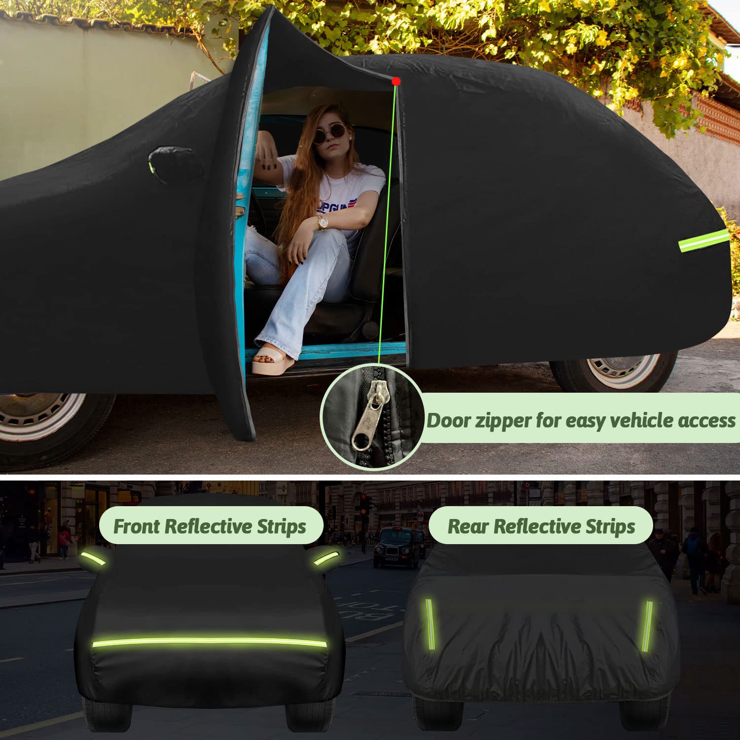 Car Covers For 1960-1980 Beetle Bug Sedan 2-Door, Waterproof All Weather Beetle Full Car Cover 210T Custom-Fit Outdoor Windproof