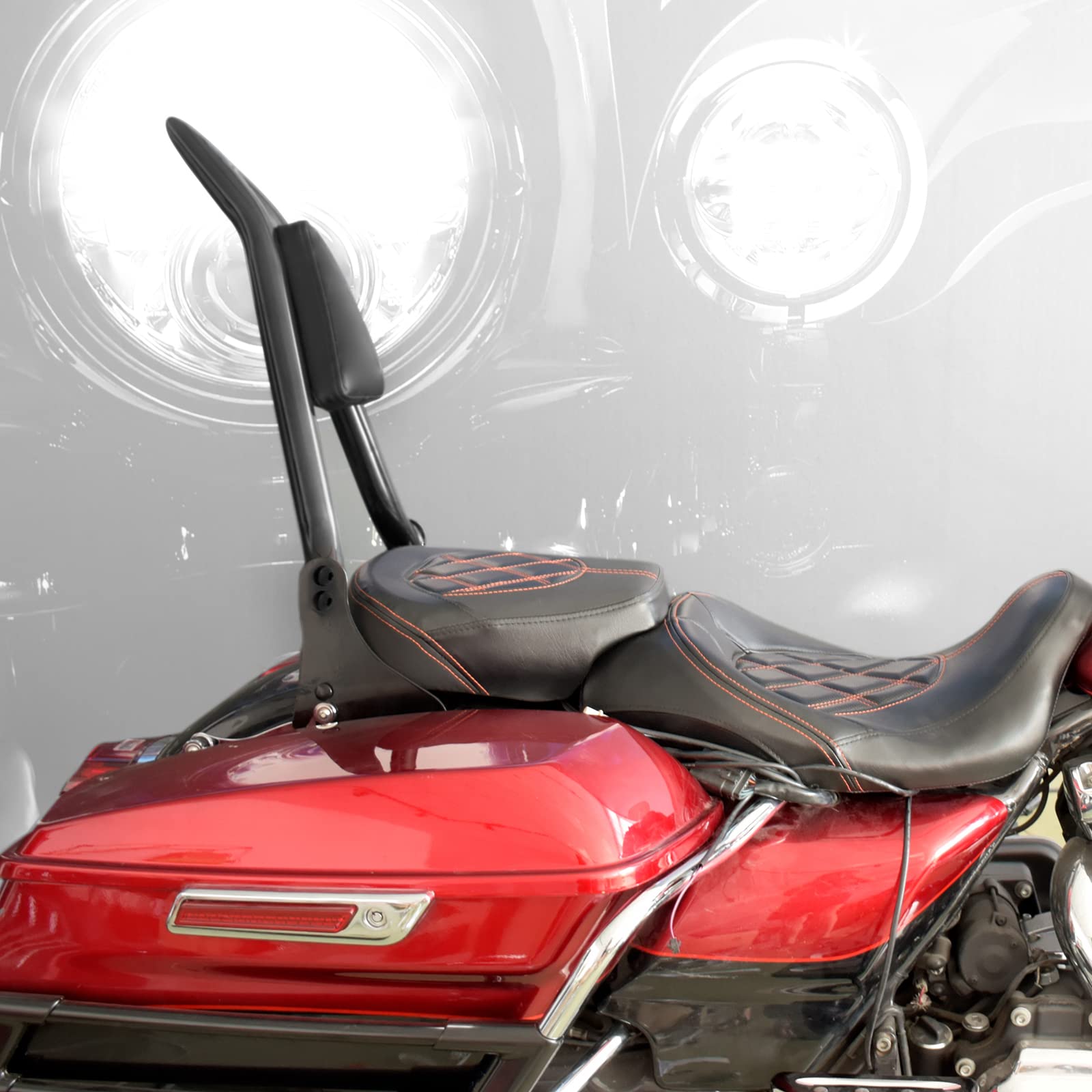 Hcmotorku Motorcycle Rear Sissy Bar Detachable Passenger Backrest With Cushion Pad Fit For Harley Touring Road King Street Glide