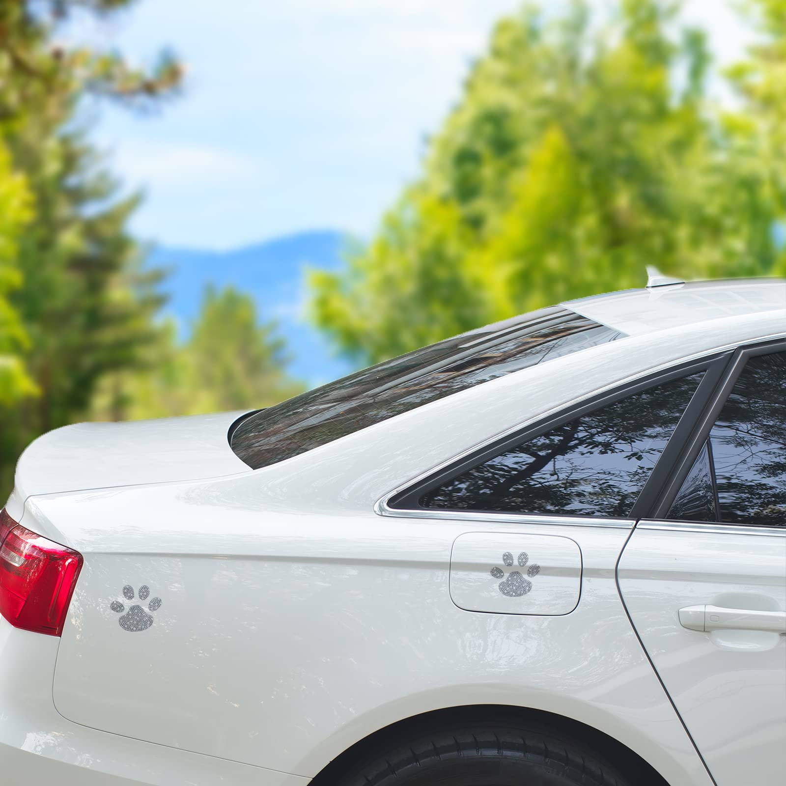 Lzlrun 4Pieces Crystal Car Sticker For Window, Bling Rhinestone Sticker Bling Dog Paw Footprint Sticker Decal Auto Car Emblem Decal Decoration