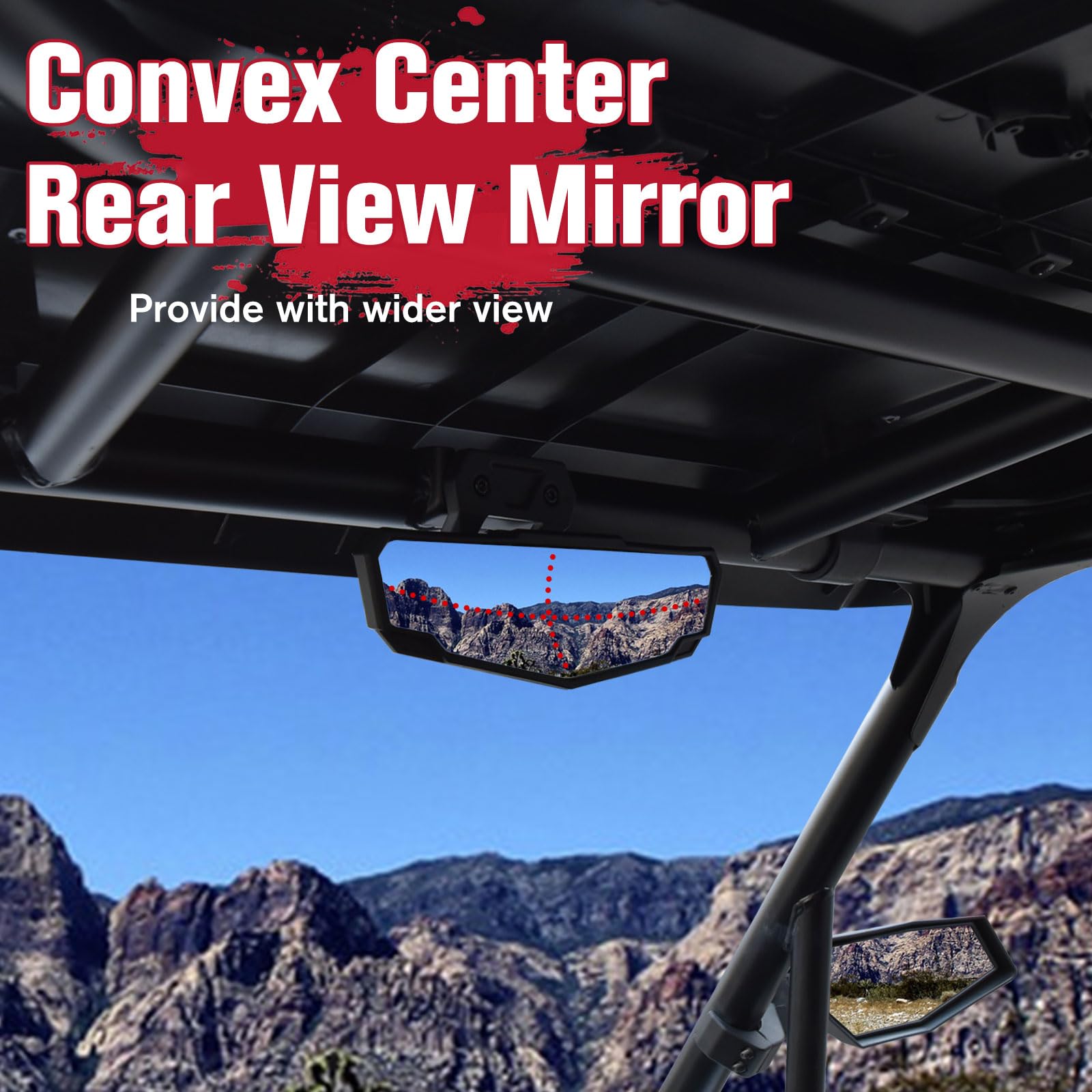 Litmiracle Center & Side Rearview Mirrors Kit For Polaris Rzr Xp 1000, Adjustable Folding Rear View Center Convex Rear View Mirror For Rzr Xp 1000/ Xp 4 1000 2024 Accessories(3Pcs)