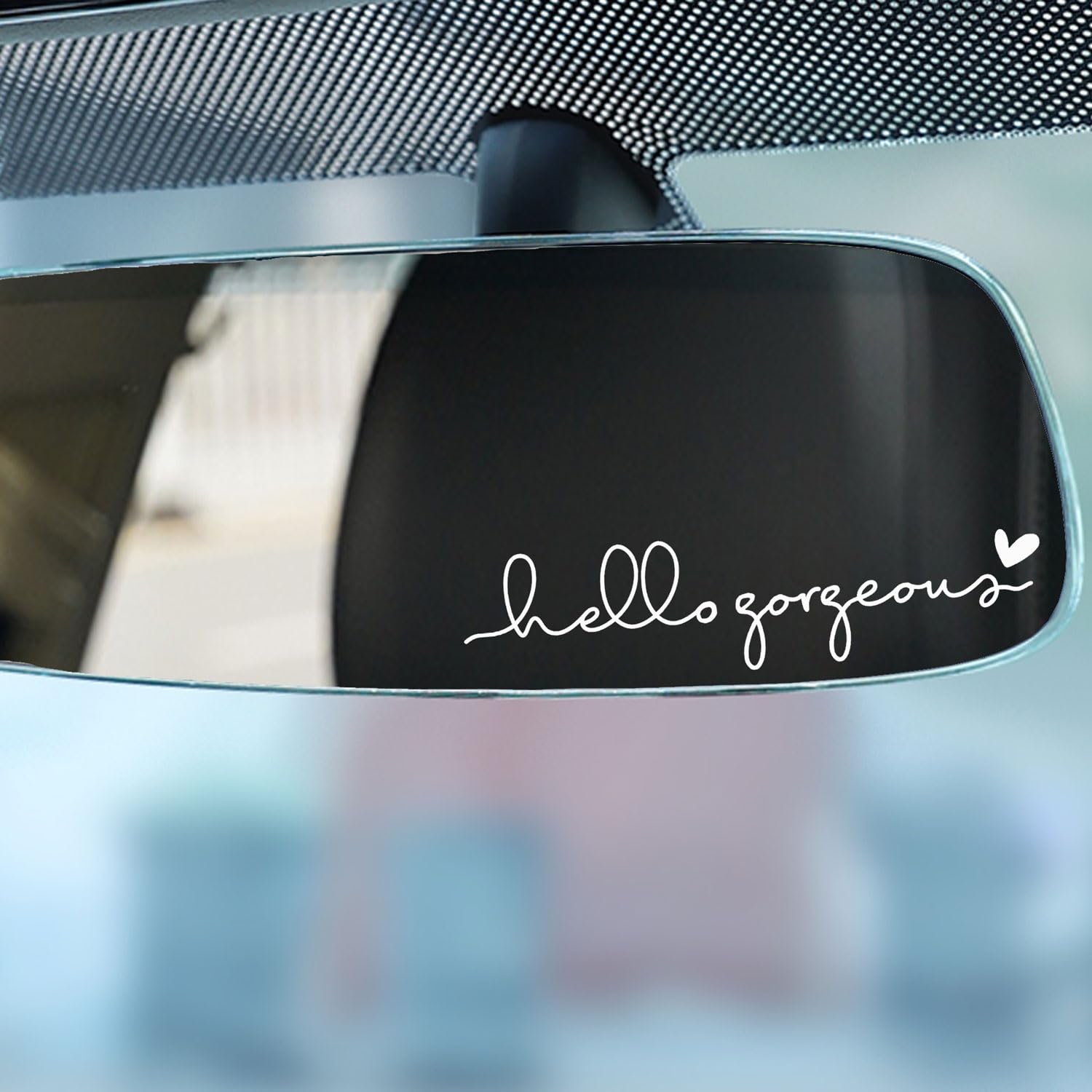 2 X Hello Gorgeous Rearview Mirror Vinyl Decal Sticker, Hello Gorgeous Decal, Self-Love, Self-Care Stickers, Car Windshield, Rea