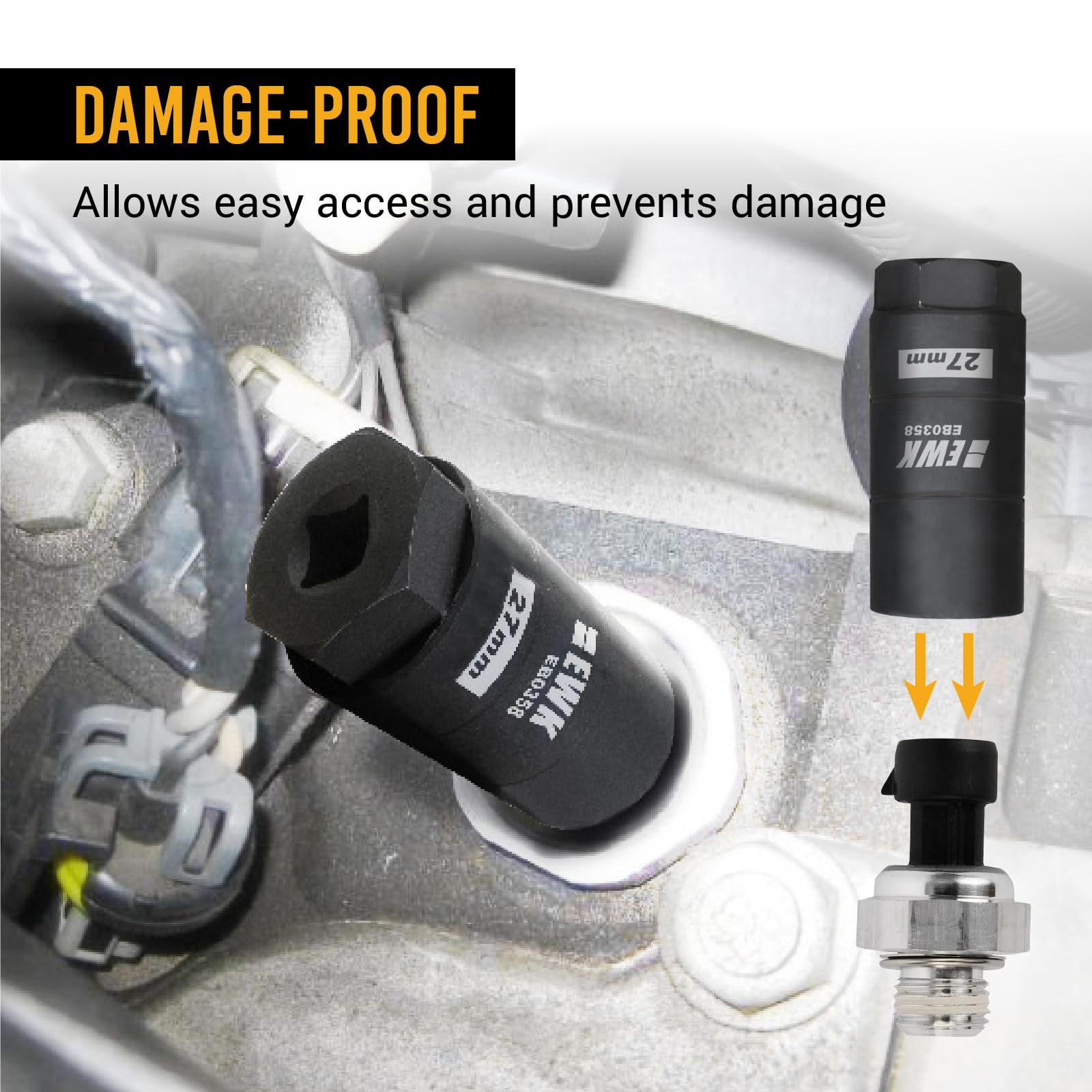 Ewk 1 1/16' (27Mm) Oil Pressure Switch Socket, 3/8' Drive Oil Pressure Sending Unit Socket