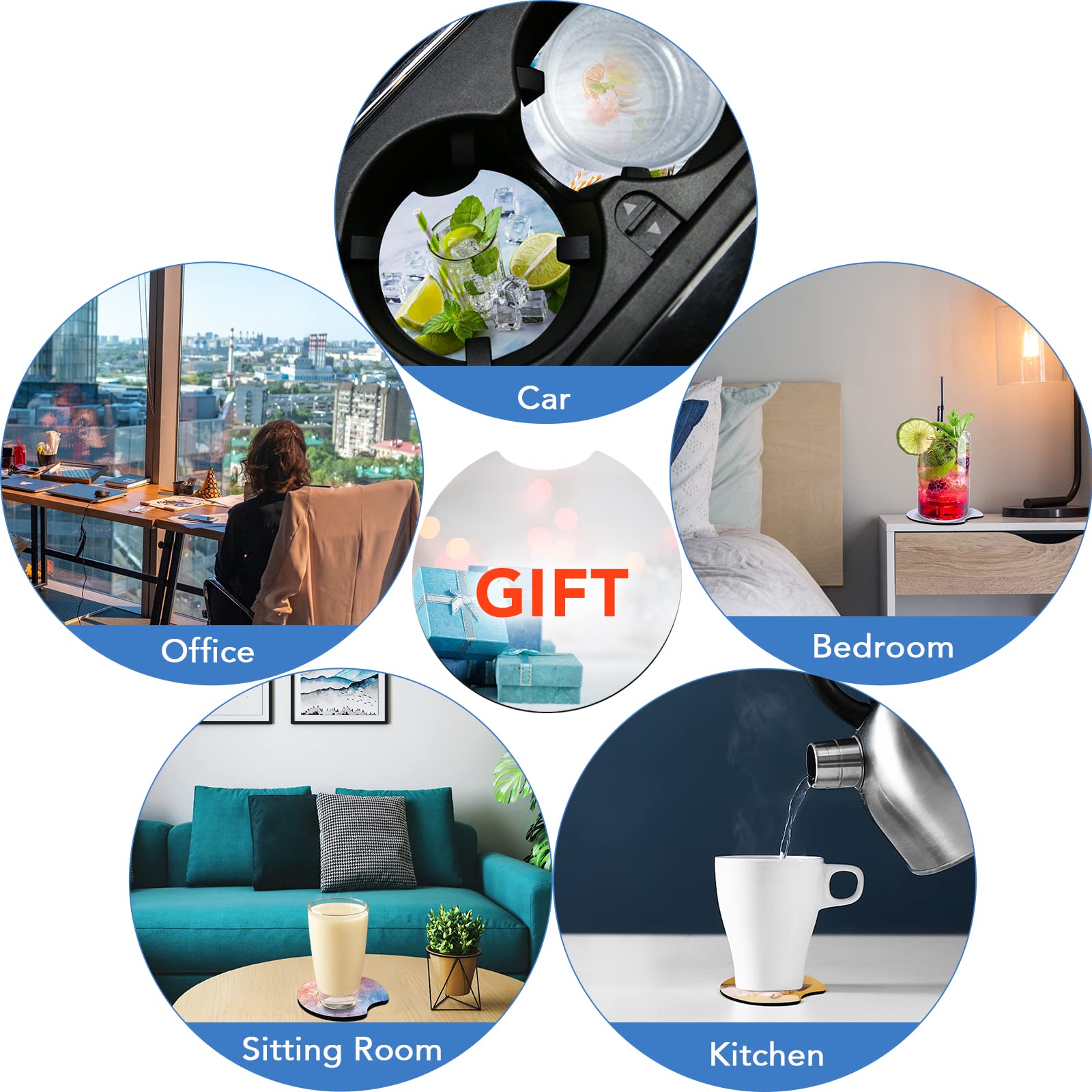 150 Pcs Sublimation Blank Car Coasters, 2.75 In Circular Opening Blank Sublimation Coasters For Thermal Sublimation Diy Crafts,