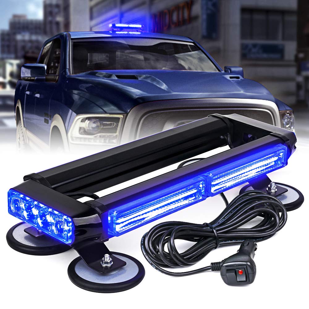 Xprite Blue Cob Led Strobe Rooftop Flashing Light Bar W/Magnetic Base Double Side Hazard Warning Beacon Police Lights For Emerge