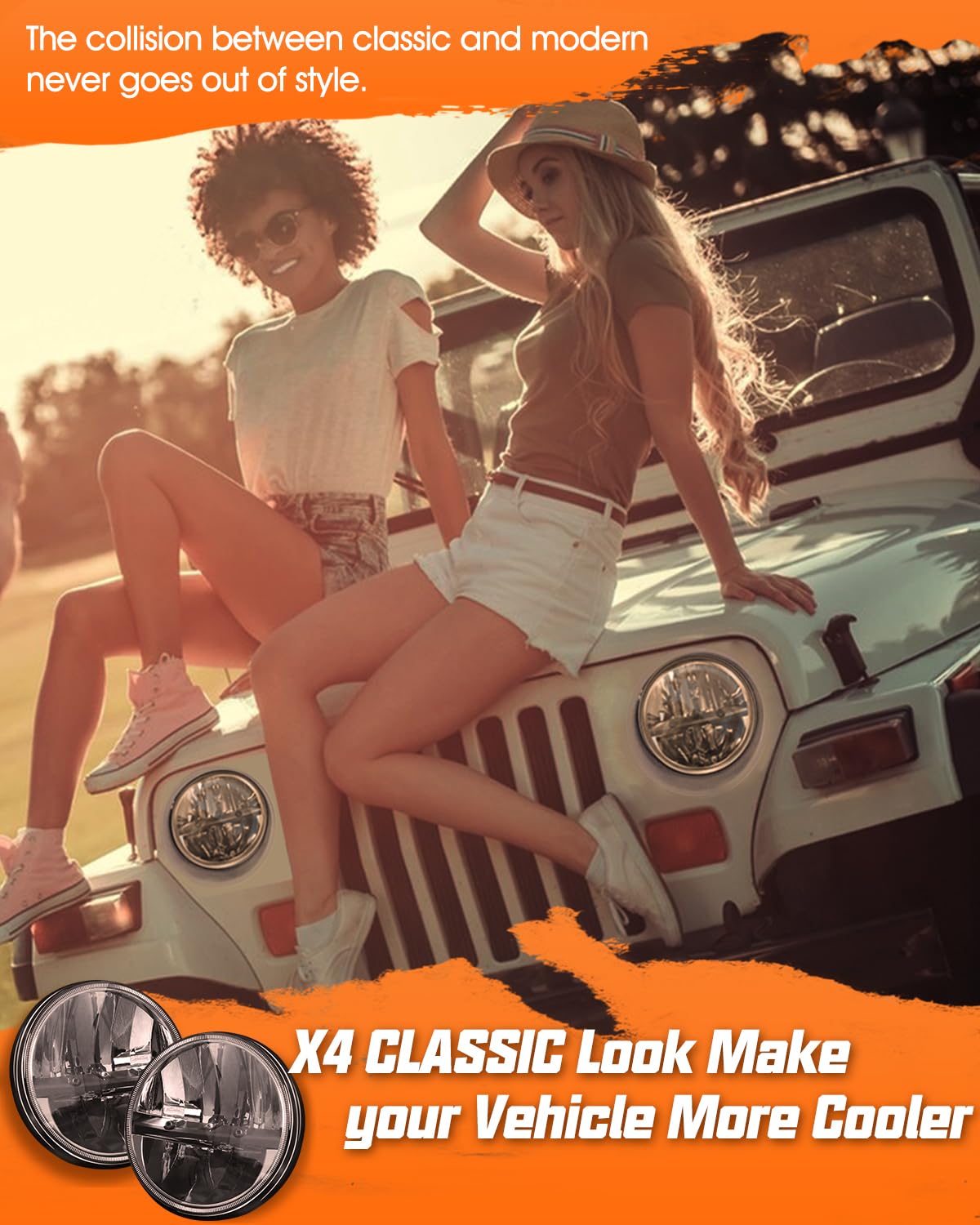 UNI-SHINE 7-Inch LED Headlights - DOT Approved Hi/Lo Beam for Jeep Wrangler, Chevy, Miata - Plug and Play, Black