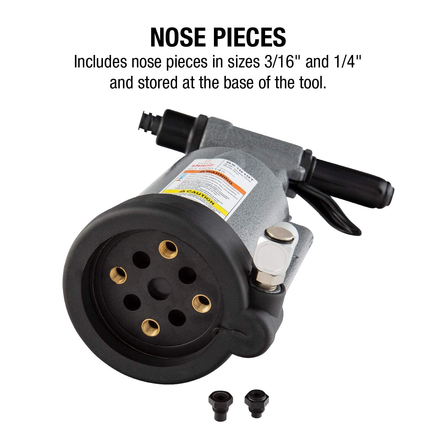 Sunex Tools Sx1819T, Heavy Duty Rivet Gun, Sets 3/16” And ¼” Rivets, 3690 Lbs Traction Power, Nose Pieces Included, Forged Aluminum Handle, Storage Case