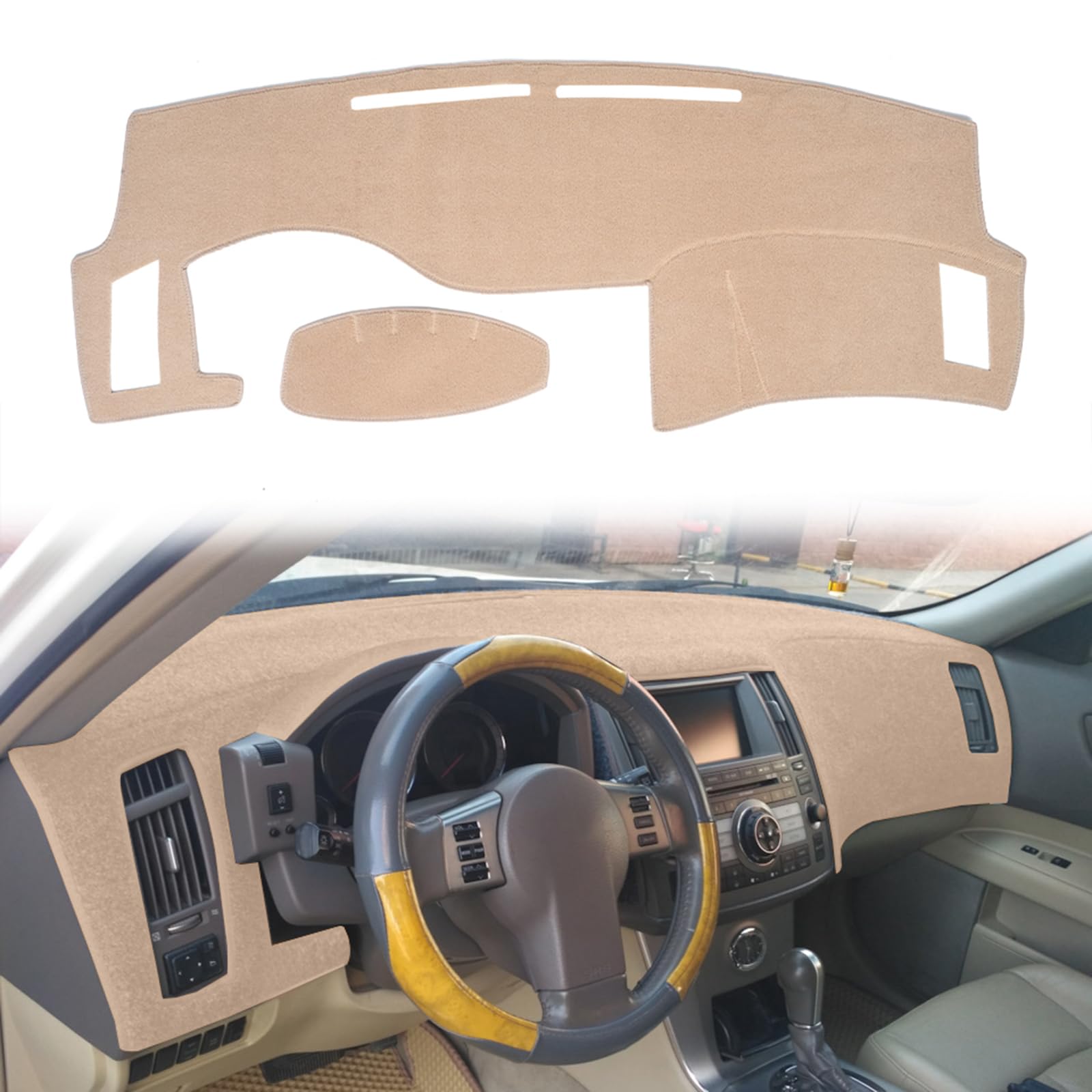 puxhig Dash Cover Custom Fit for Infiniti FX35 FX45 2003 2004 2005 2006 2007 2008,Dashboard Cover Mat Pad (Beige)