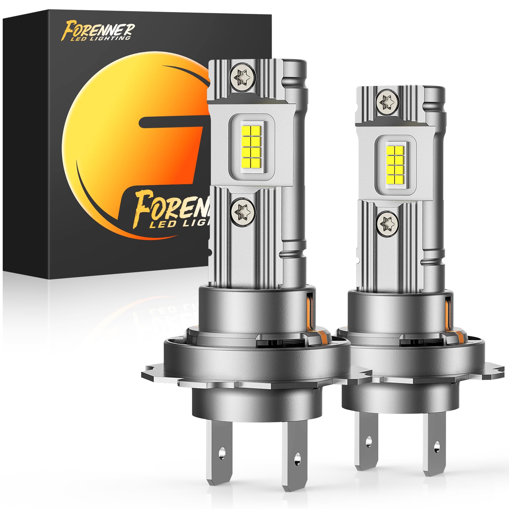 Forenner H7 Light Bulbs, 5-Min Easy Installation, Ultra Brightness 6500K White With Cooling Fan, Ip68 Waterproof, H7 Fog Light P