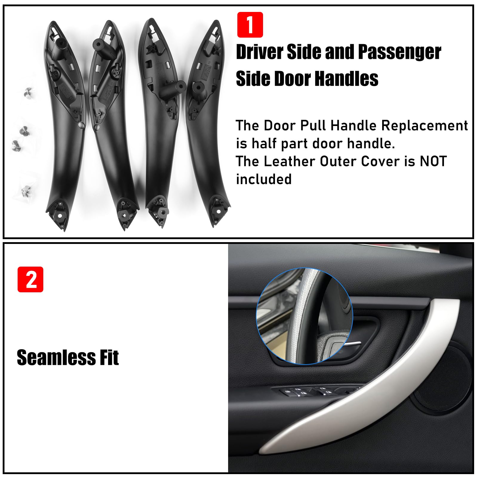 Jaronx Compatible With Bmw Door Handles Replacement For 320I,325I,328I,330I,335I,340I F30/F31/F80 M3, 4Pcs Driver Side And Passenger Side Interior Door Pull Handle Replacement(Not For 4 Series)