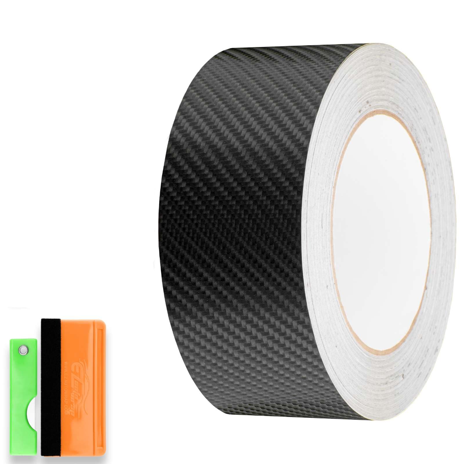2 inches x 25 feet 4D Carbon Fiber Black Vinyl Wrap Kit for Black Out Chrome Remove Window Trim Door Trim with Tool Kit